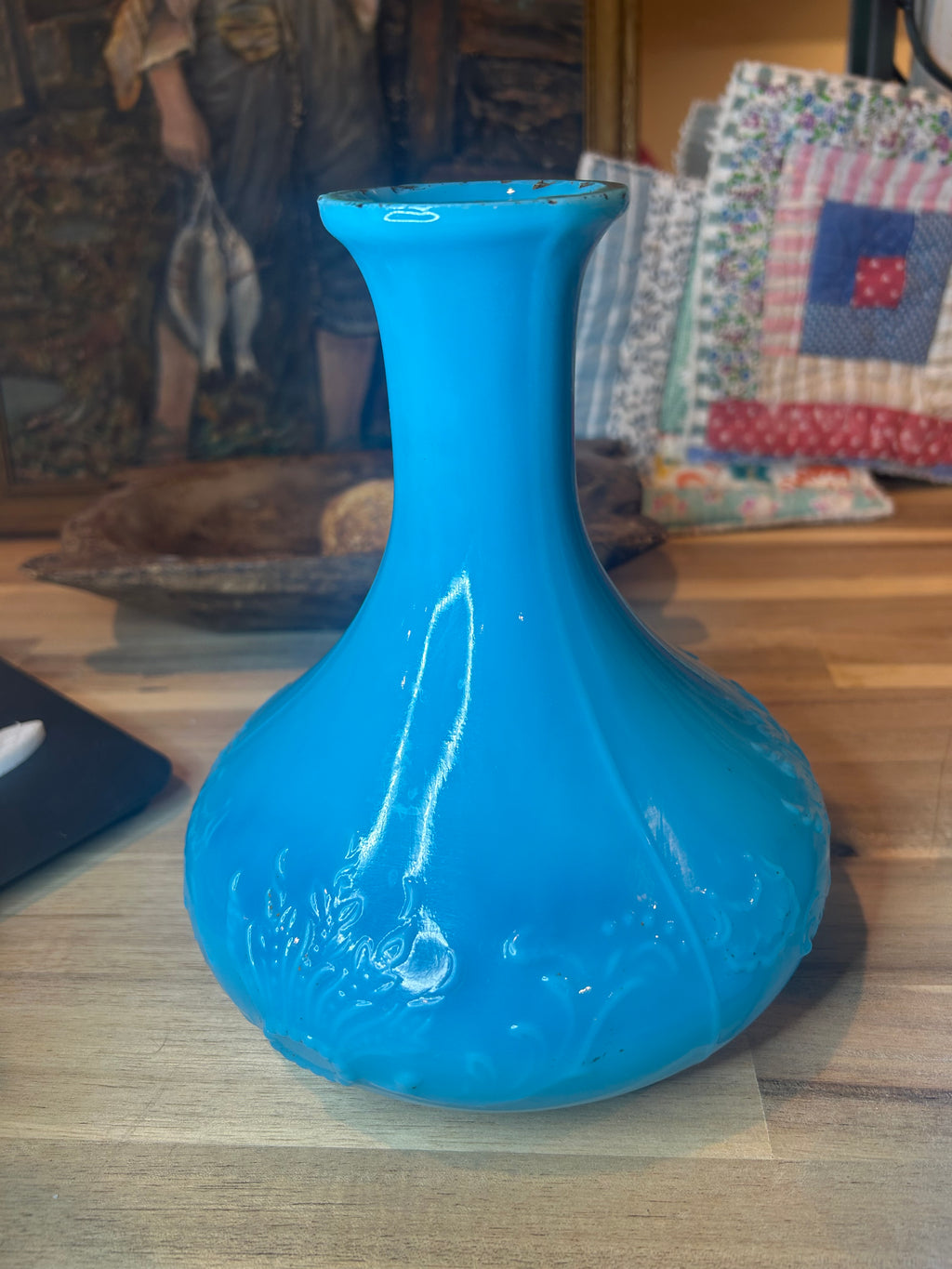 Blue Opaline Glass Decanters - Pair