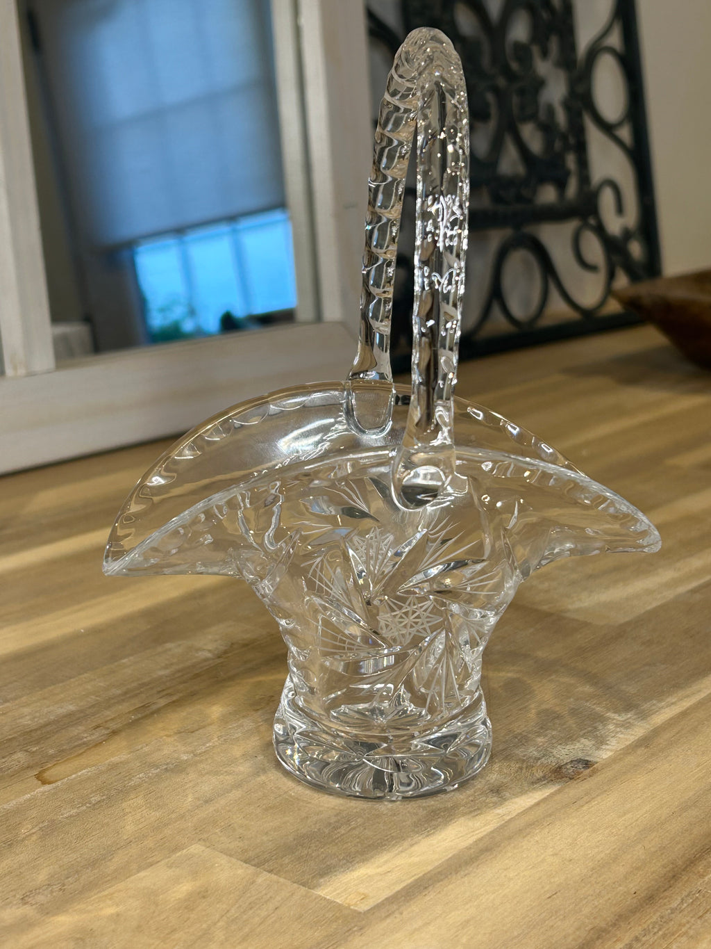 Bohemian (Czech) Cut Crystal Basket - Mid-Century