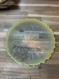 Yellow Frosted Pressed Glass Plate-Indiana Glass