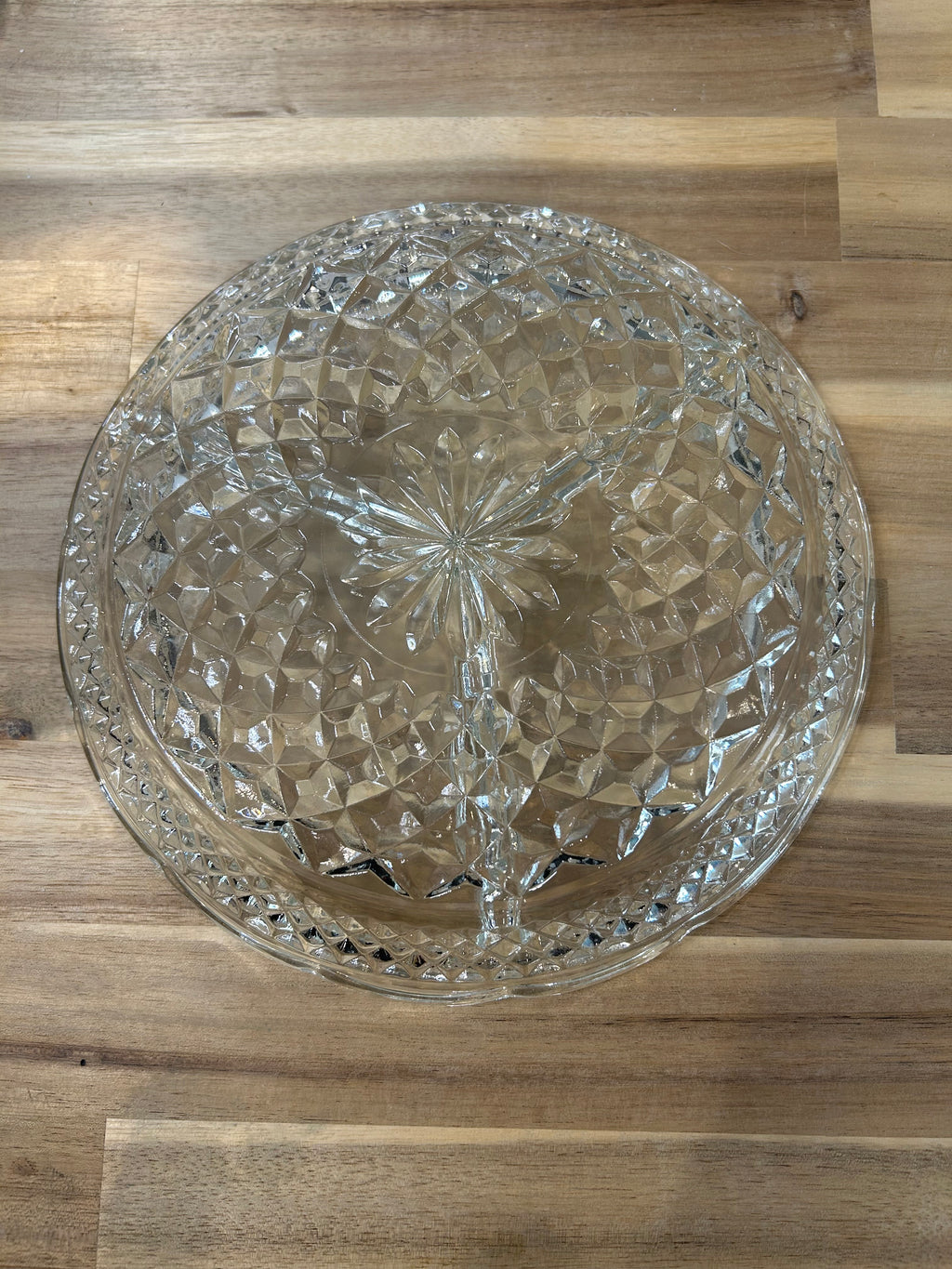 Anchor Hocking Wexford Pattern Clear Glass Divided Serving Dish