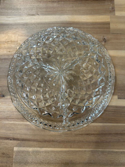 Anchor Hocking Wexford Pattern Clear Glass Divided Serving Dish