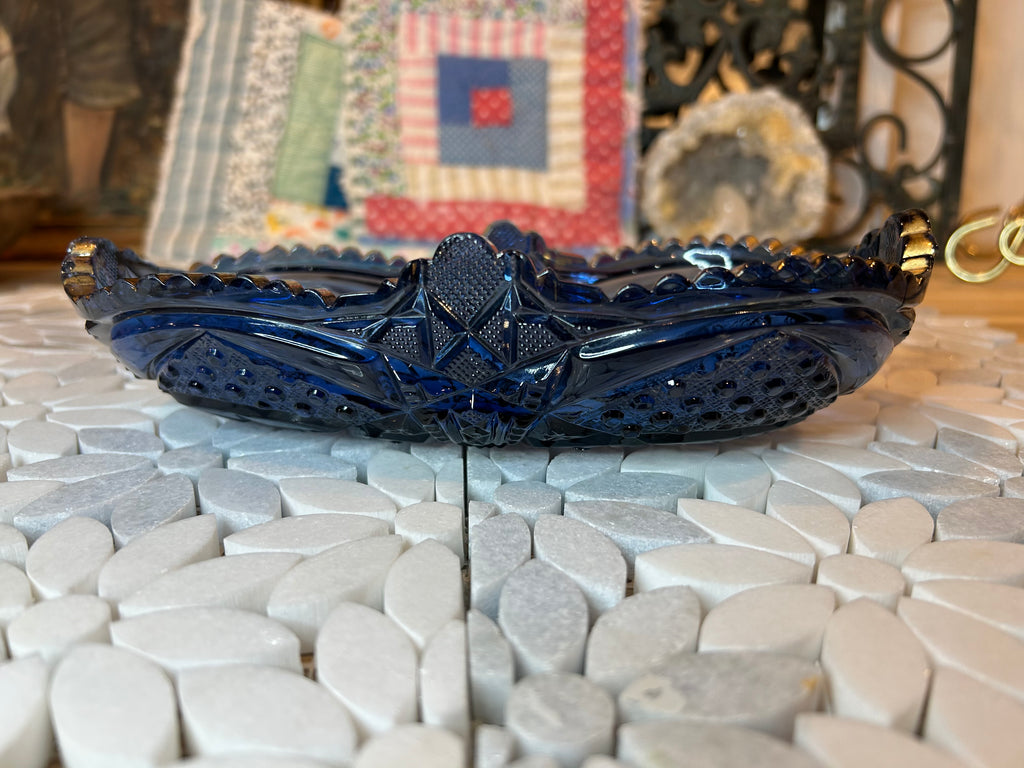 Vintage Cobalt Cut Dish-European