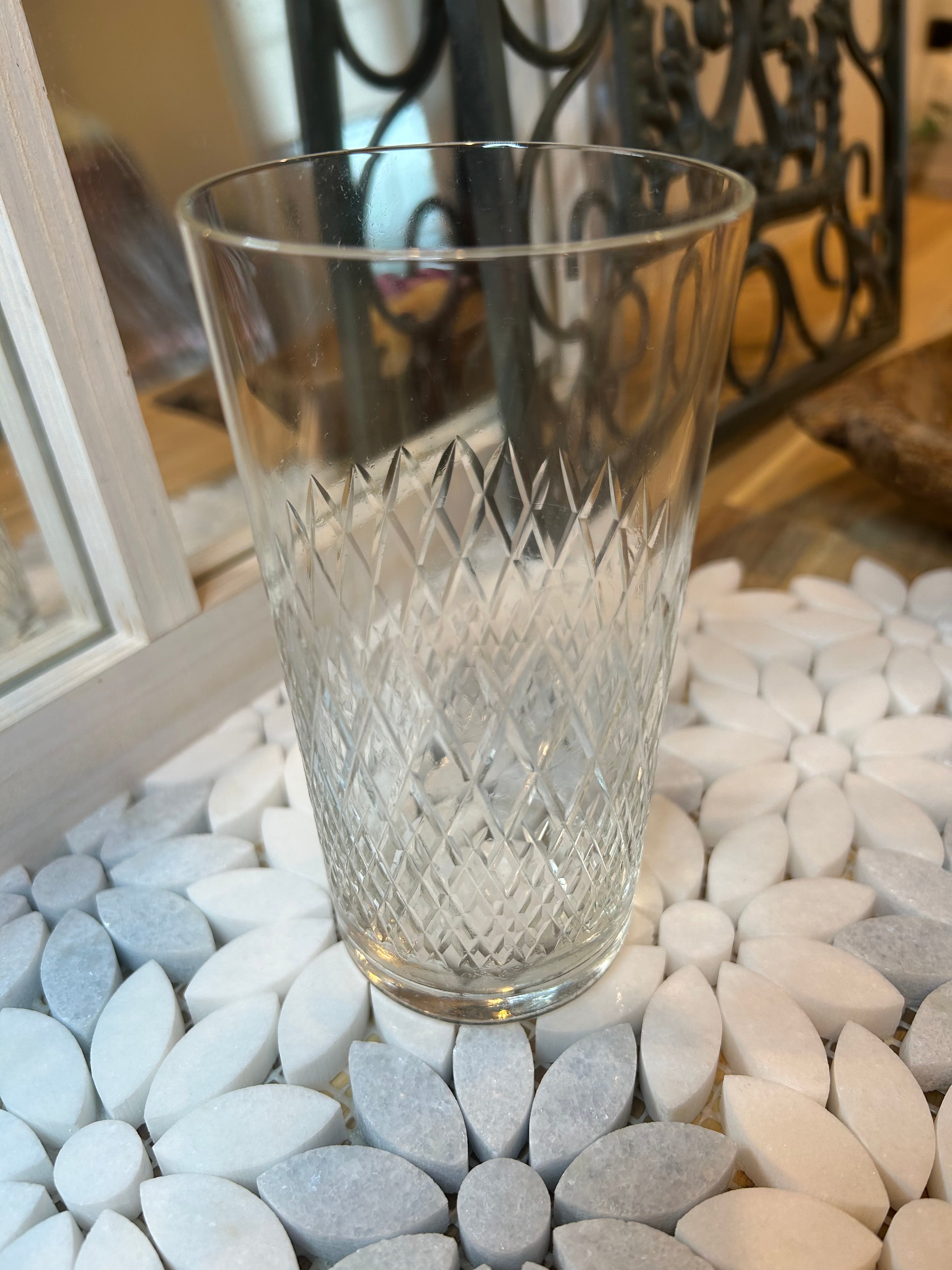 Set of 4 Vintage Crystal Glasses Criss Cross Pattern