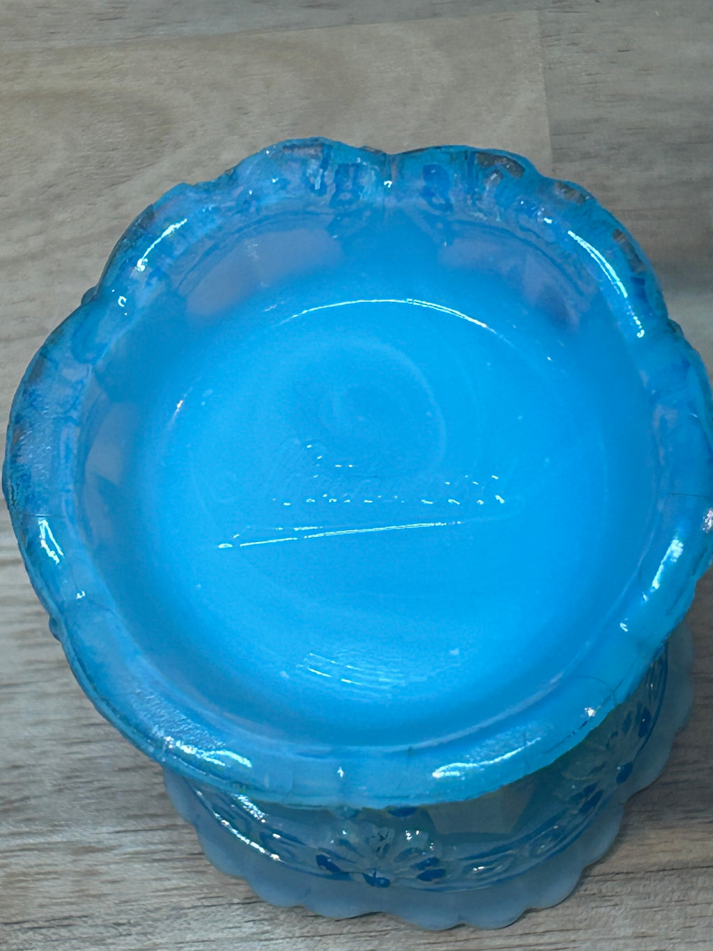 Northwood Blue Opalescent Milk Glass Toothpick Holder
