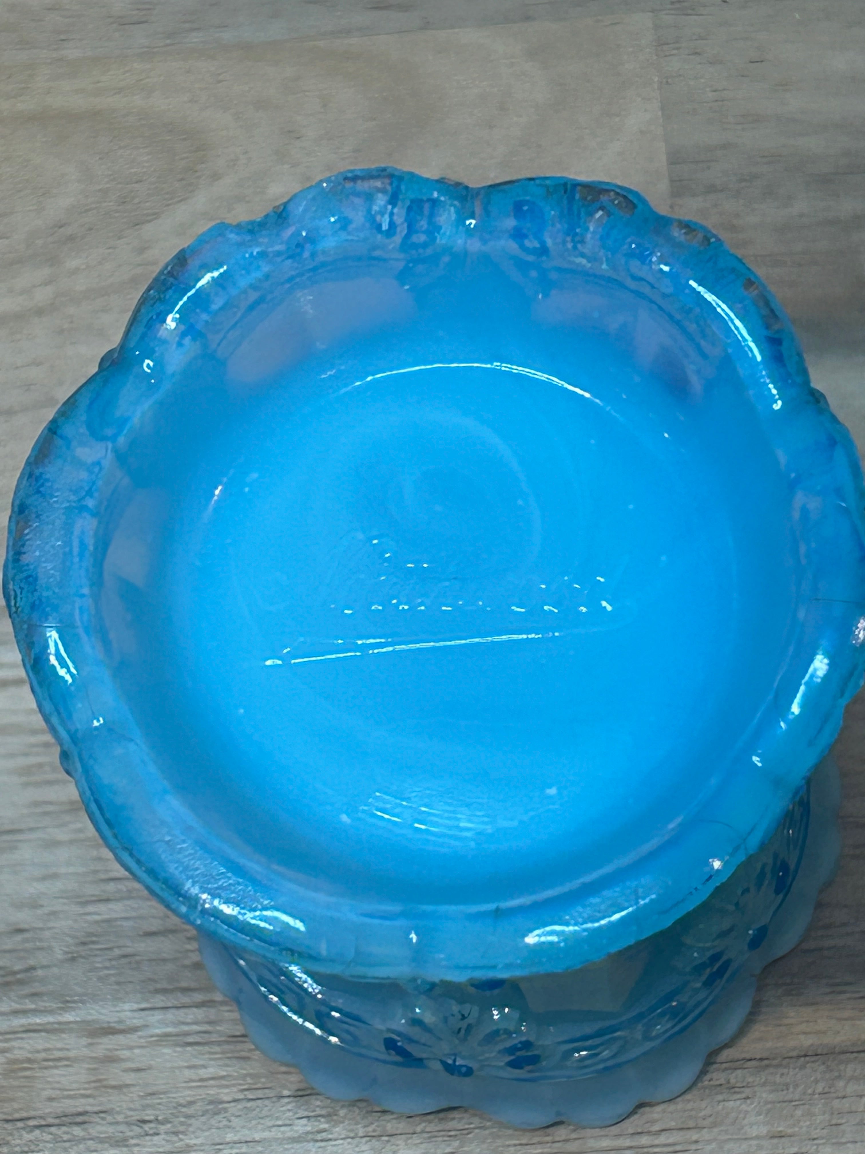 Northwood Blue Opalescent Milk Glass Toothpick Holder