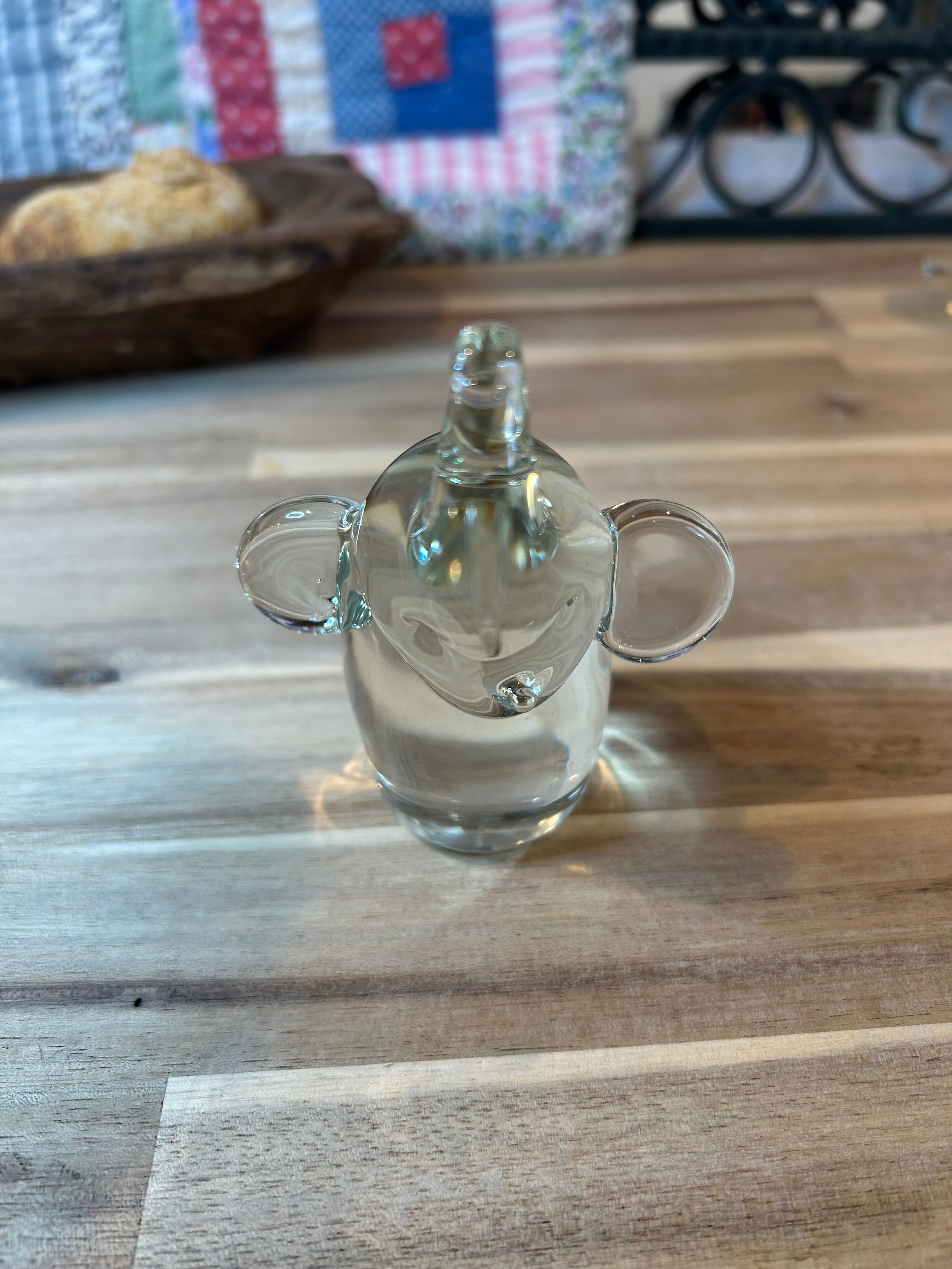 Glass Elephant, Hand Blown Vintage Heavy