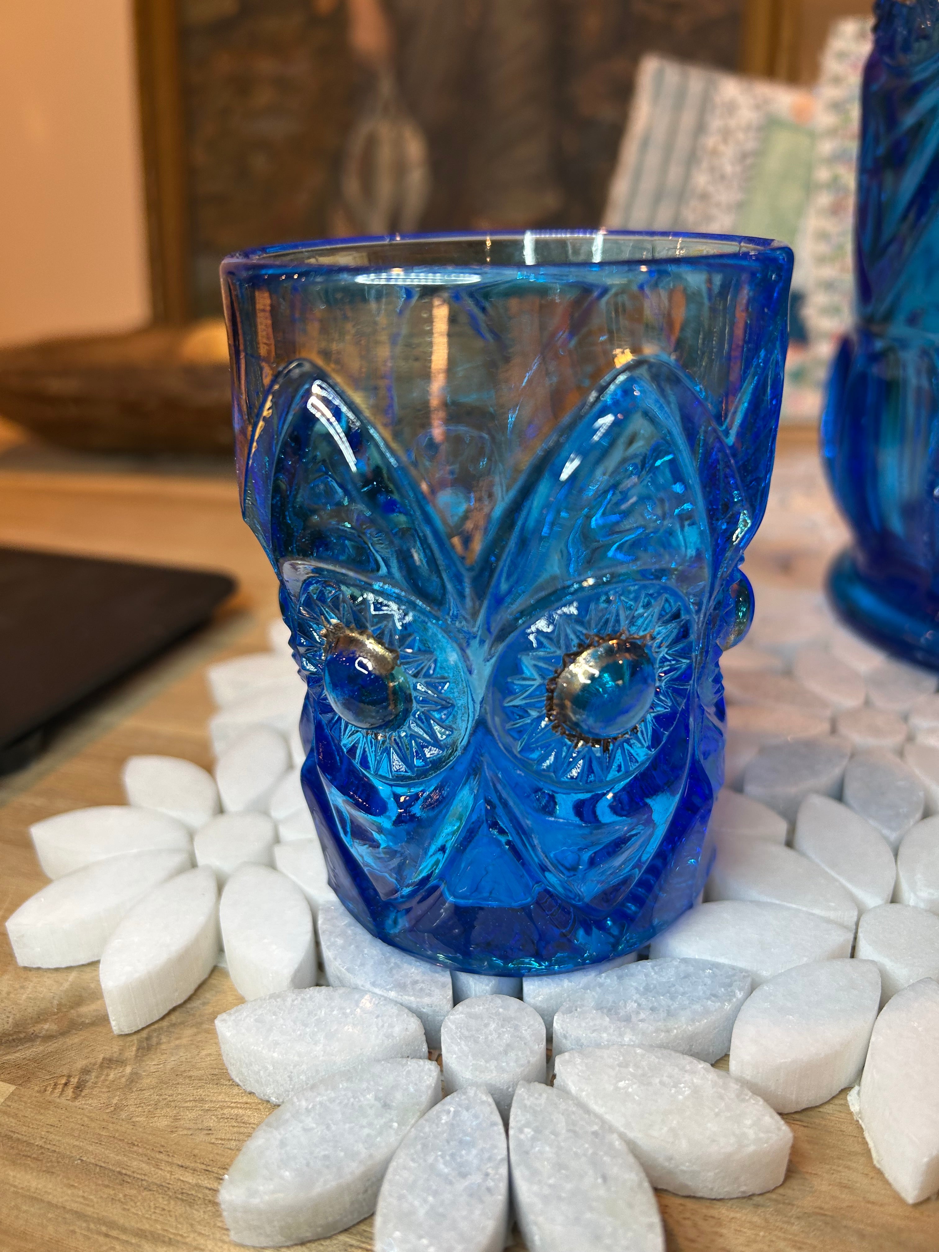 Five-Piece EAPG Blue Glassware Set-Antique