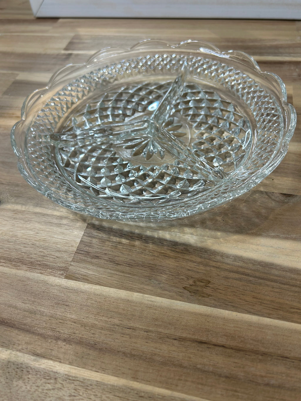 Anchor Hocking Wexford Pattern Clear Glass Divided Serving Dish