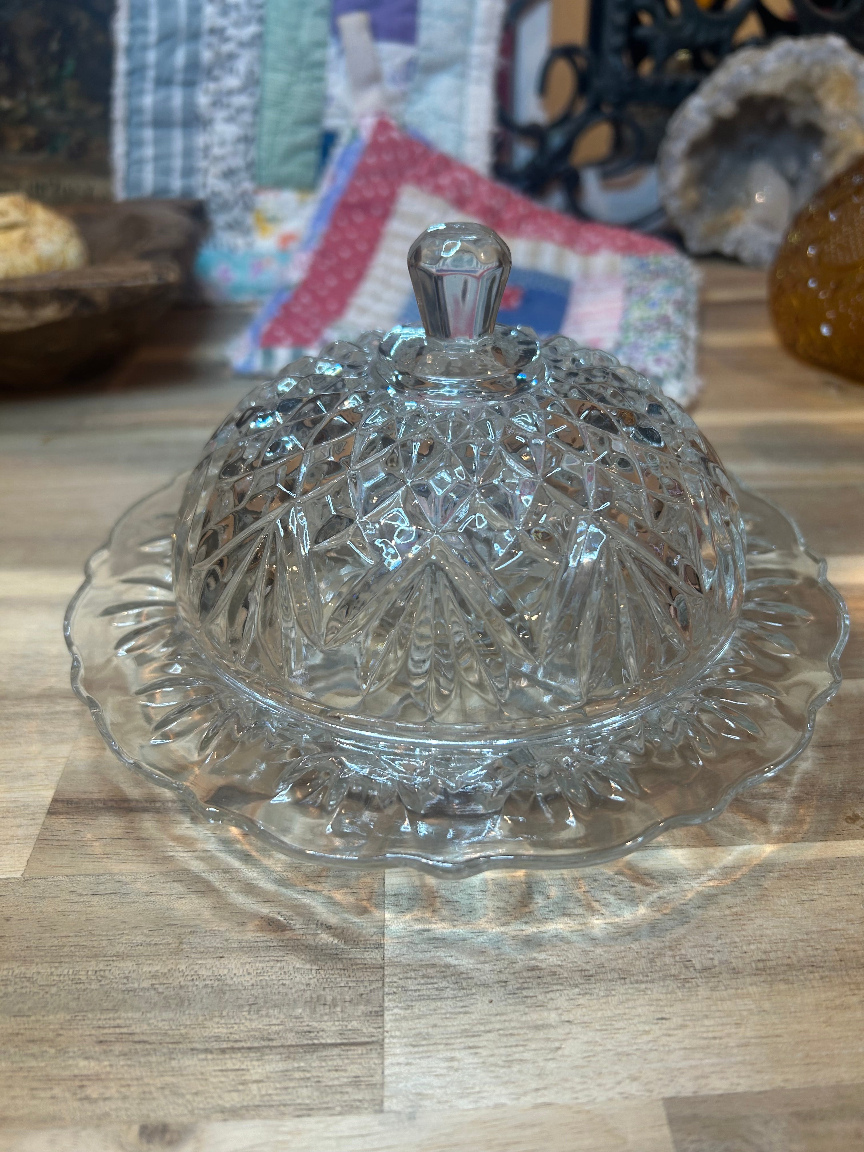 Vintage Glass Butter Dish