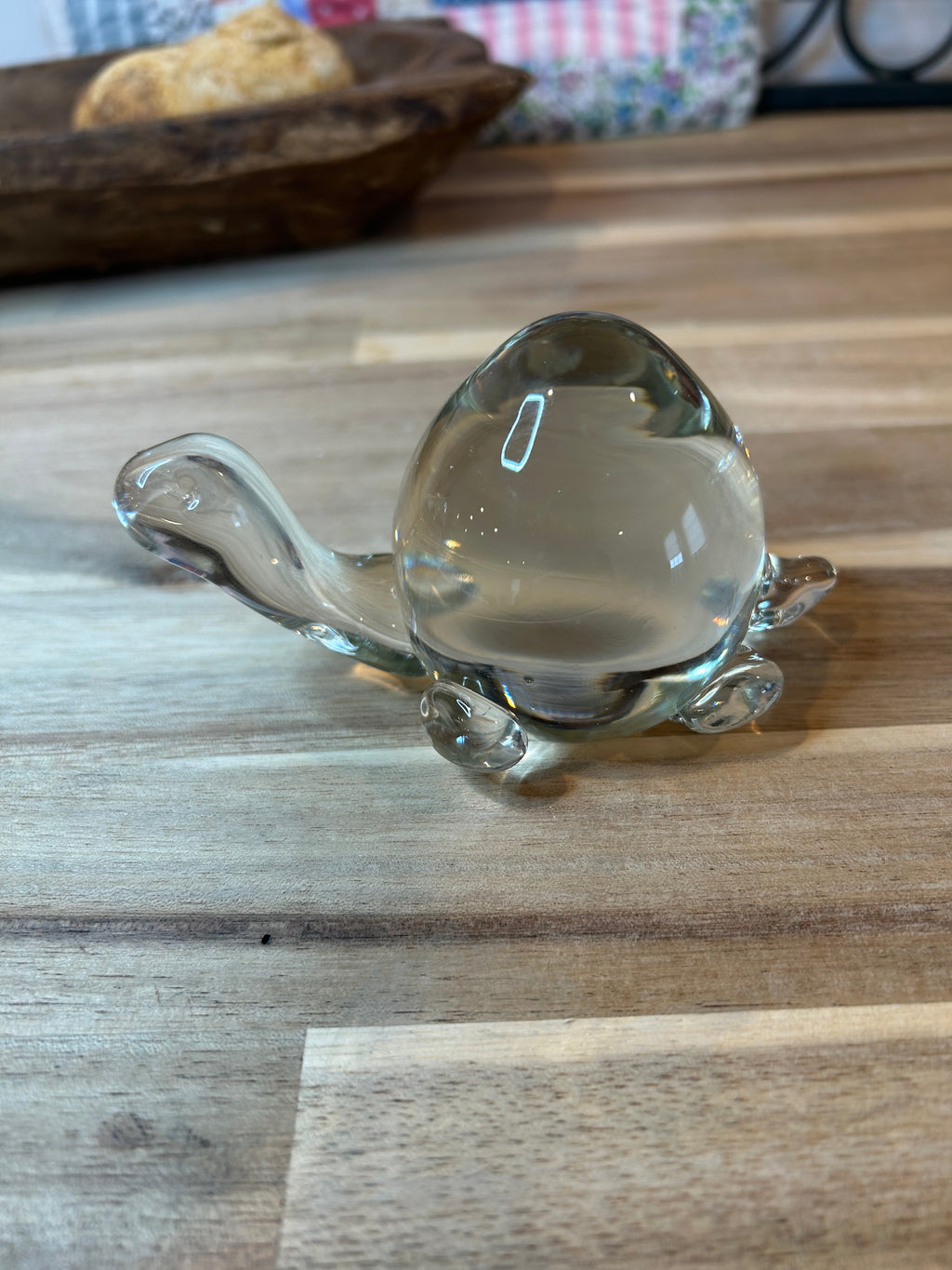 Glass Turtle, Hand Blown Vintage Heavy