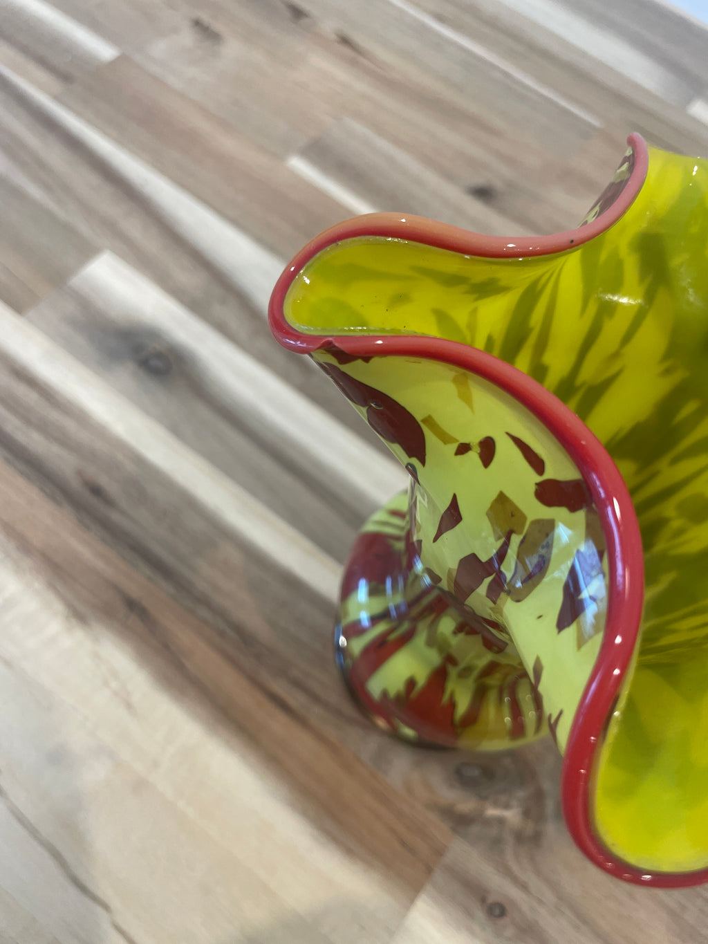 Vintage Ruffled Edge Glass Vase