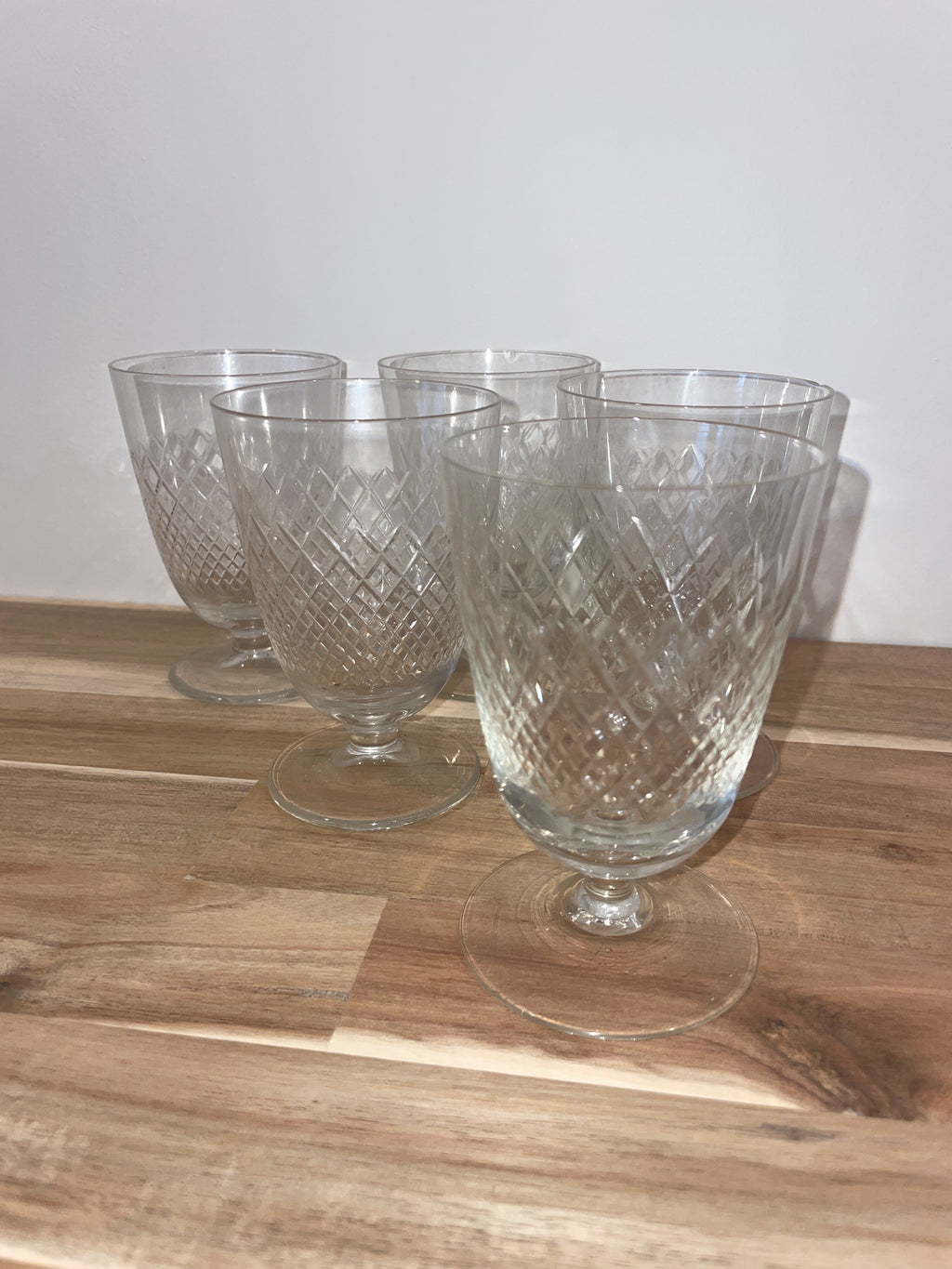 MCM Crystal Cris Cross Cut Glasses Set of 5