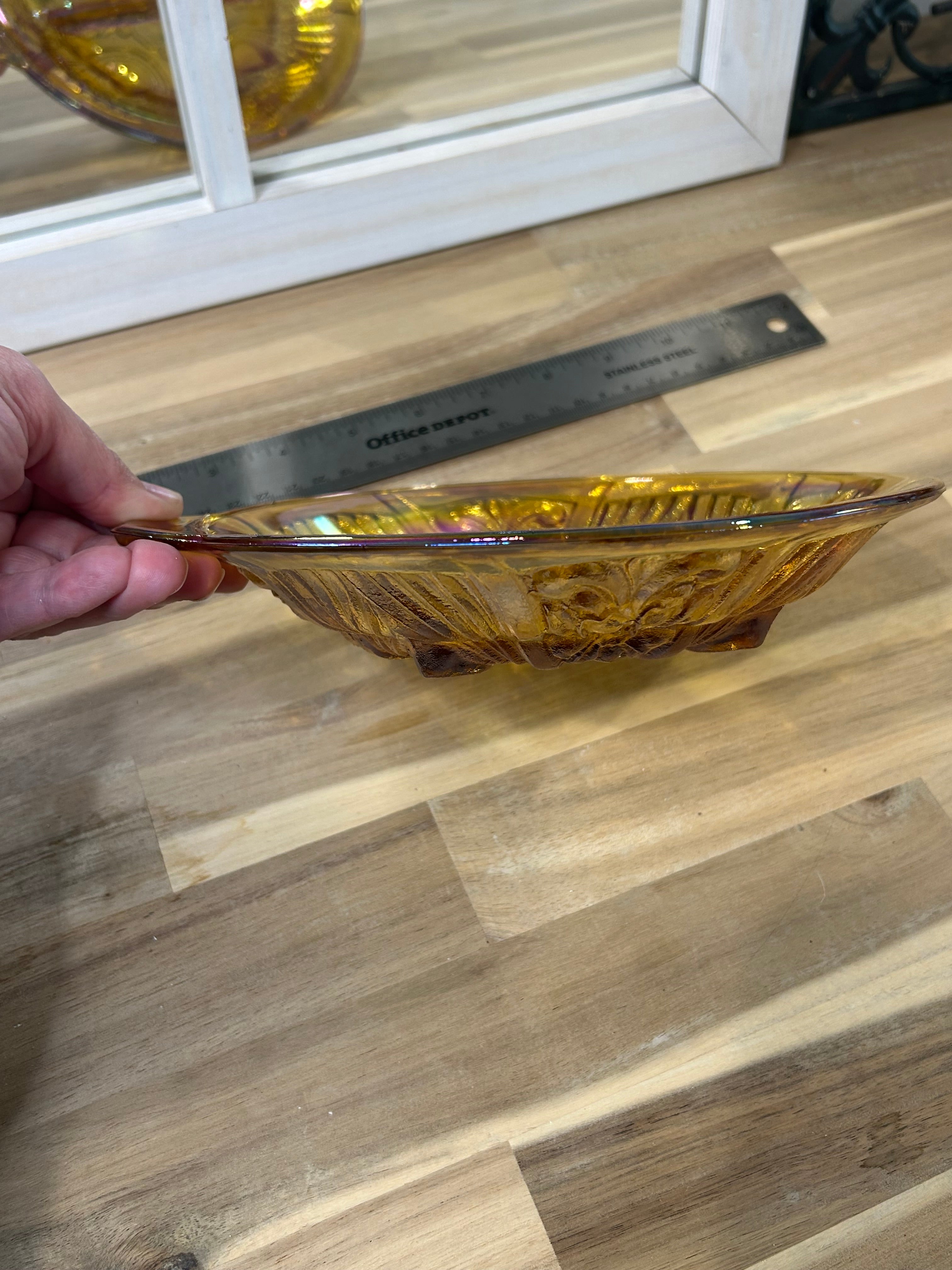 Vintage Indiana Glass Marigold Carnival Glass Divided Serving Dish