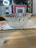 Diamond Cut Clear Glass Serving Bowl Vintage