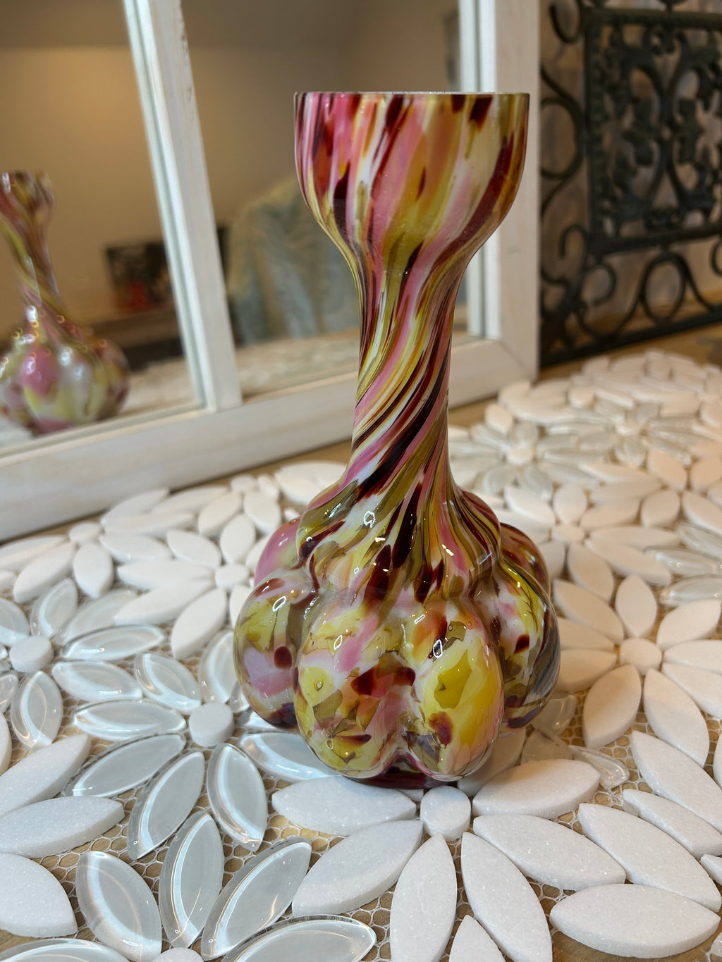 Vintage Legras End Of Day Glass Vase Swirled