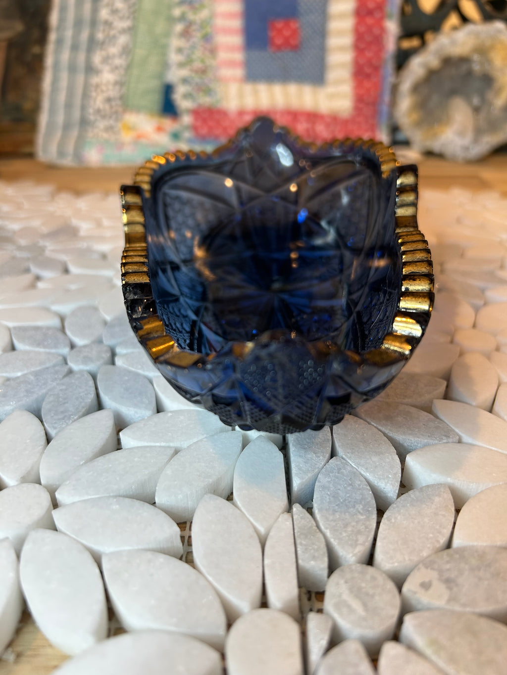 Vintage Cobalt Cut Dish-European