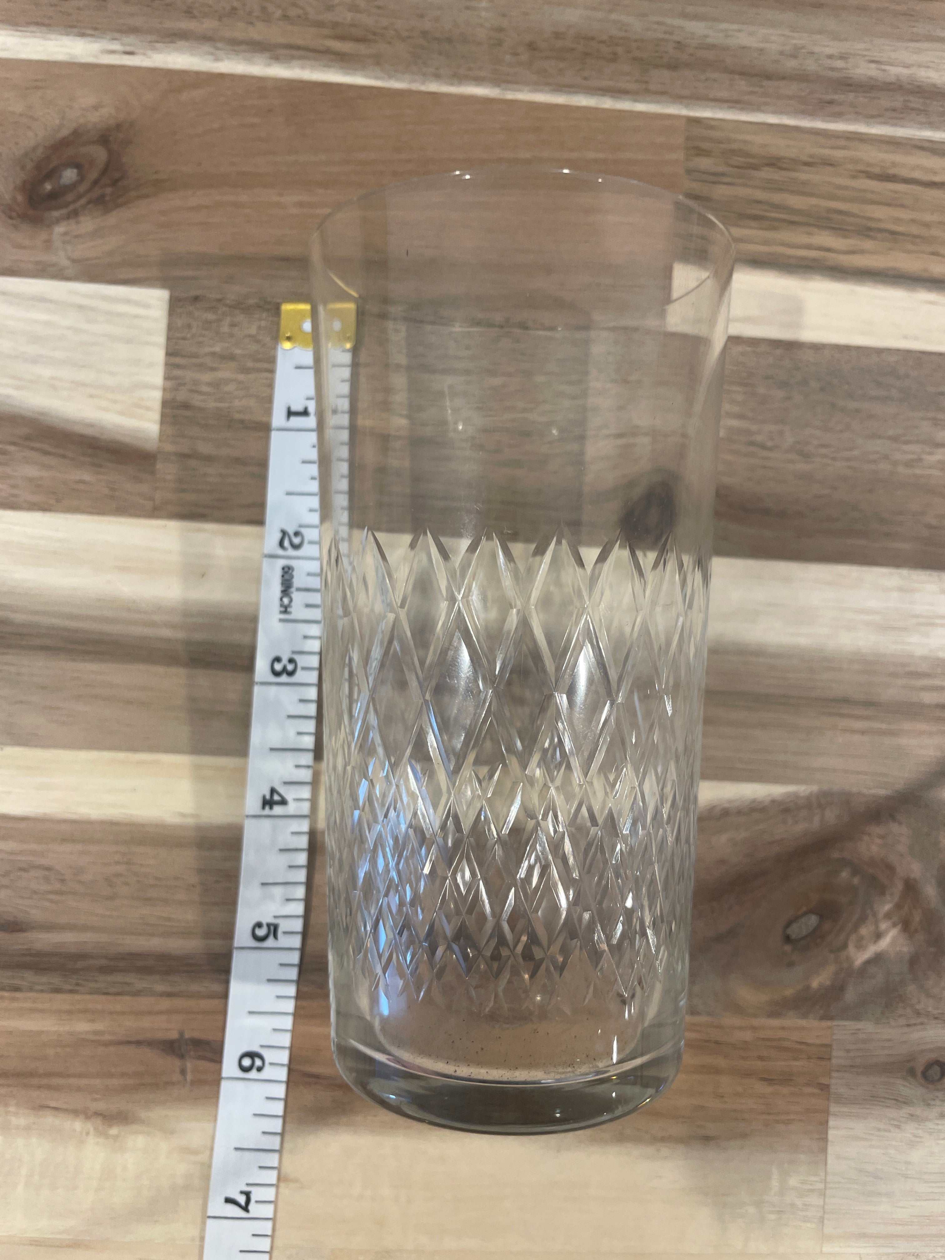 Set of 4 Vintage Crystal Glasses Criss Cross Pattern