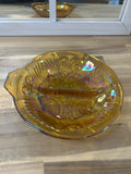 Vintage Indiana Glass Marigold Carnival Glass Divided Serving Dish
