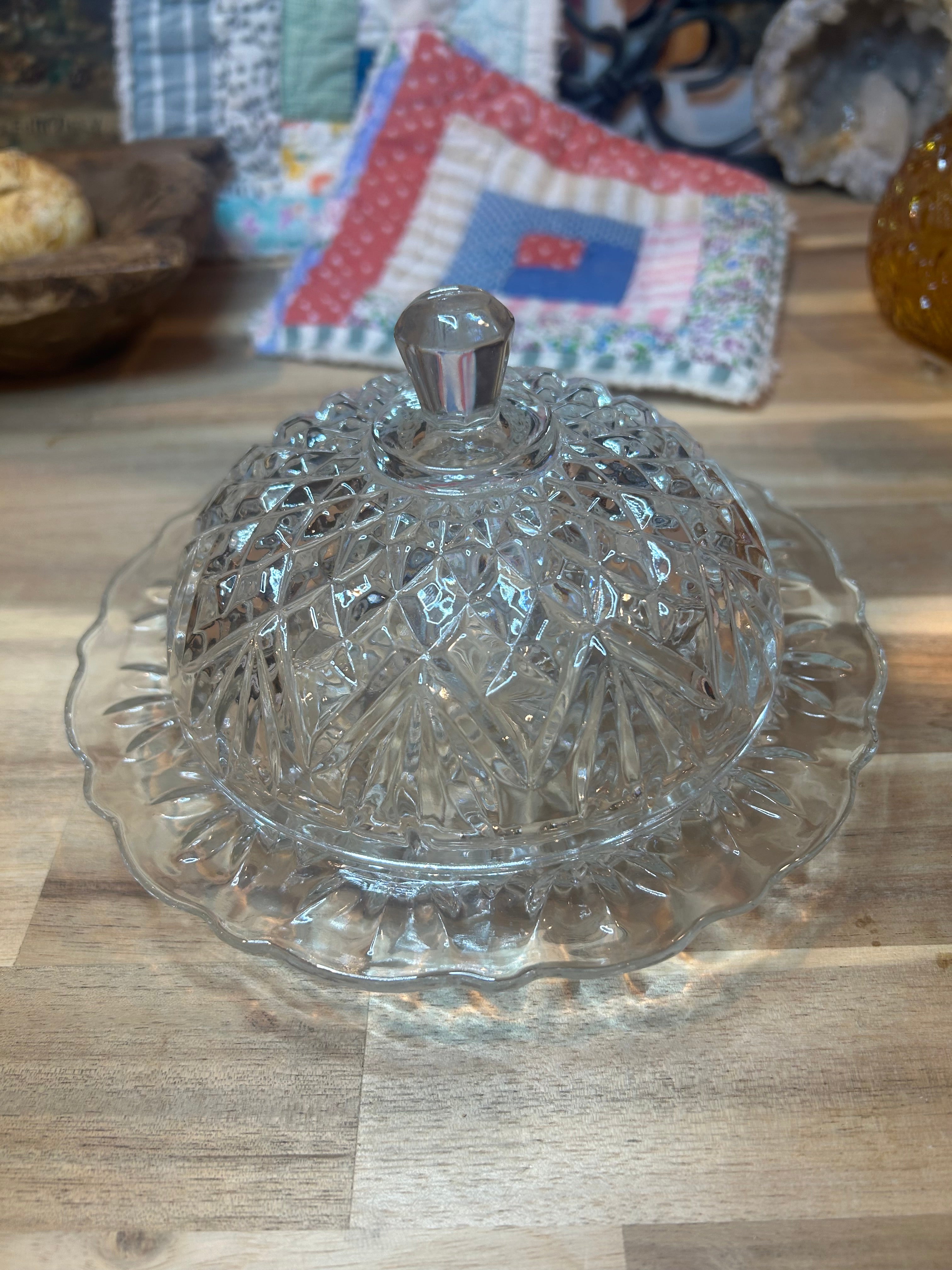 Vintage Glass Butter Dish