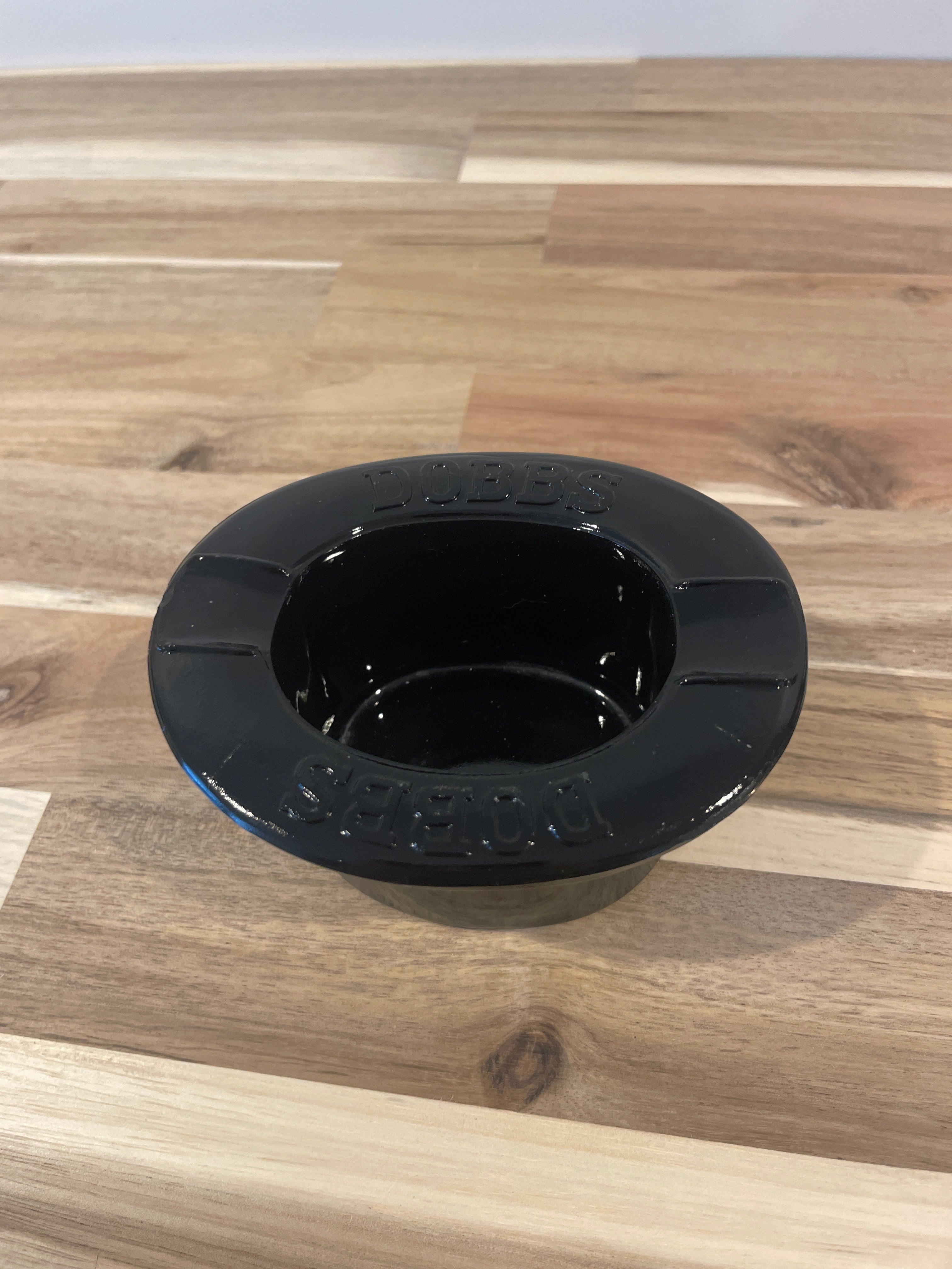 1930's Dobbs Hat Black Glass Advertising Ashtray Antique