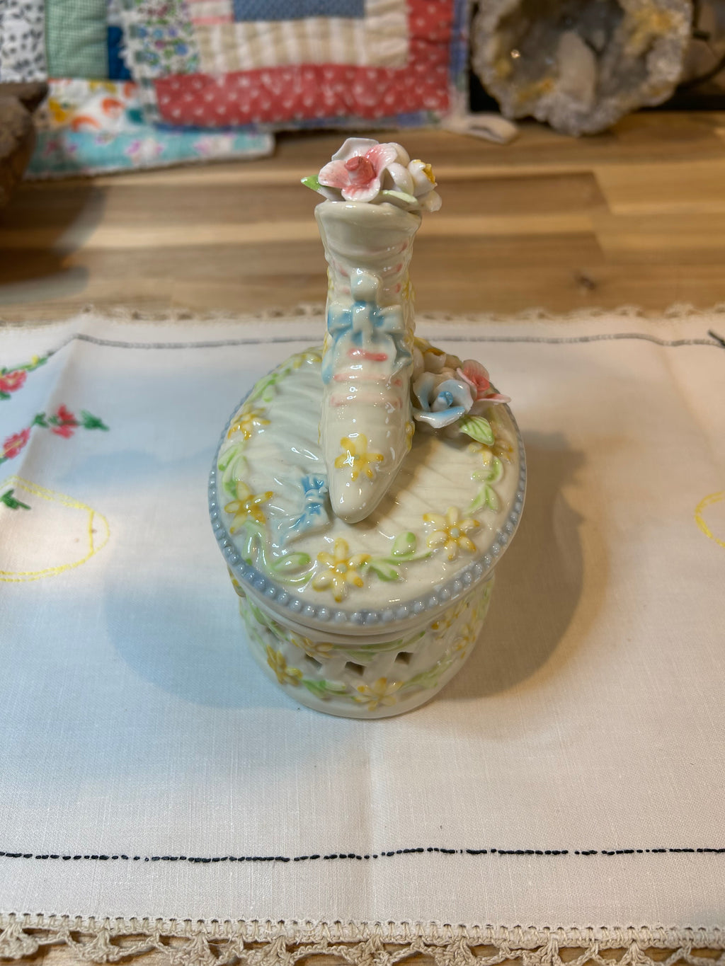 Floral Shoe Trinket Box