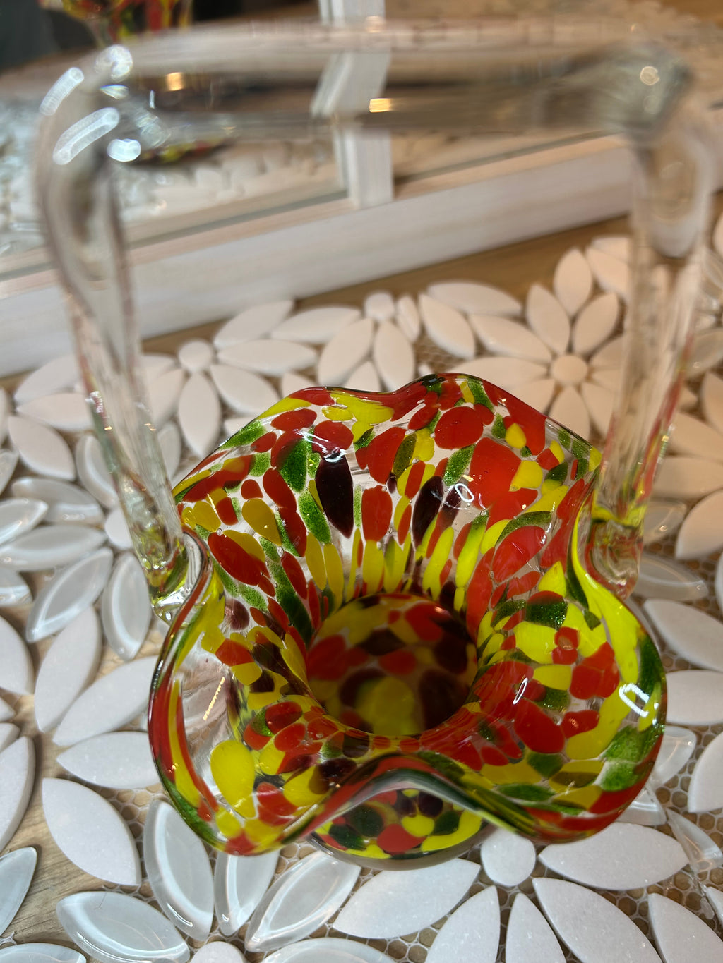 Frank Welz Art Glass Vase with Handle