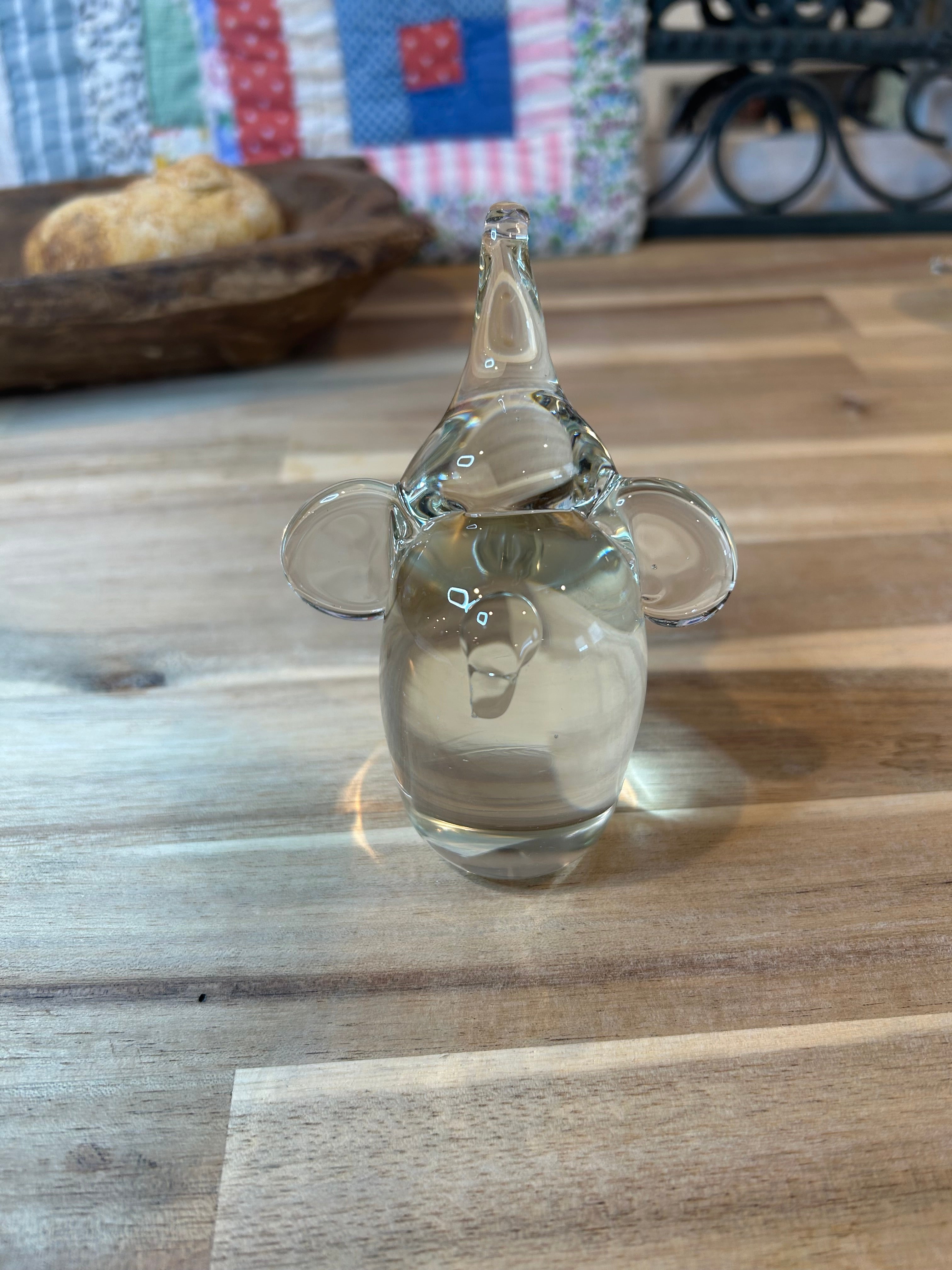 Glass Elephant, Hand Blown Vintage Heavy