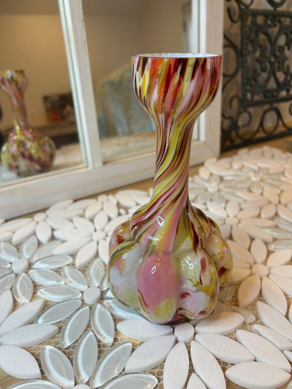 Vintage Legras End Of Day Glass Vase Swirled