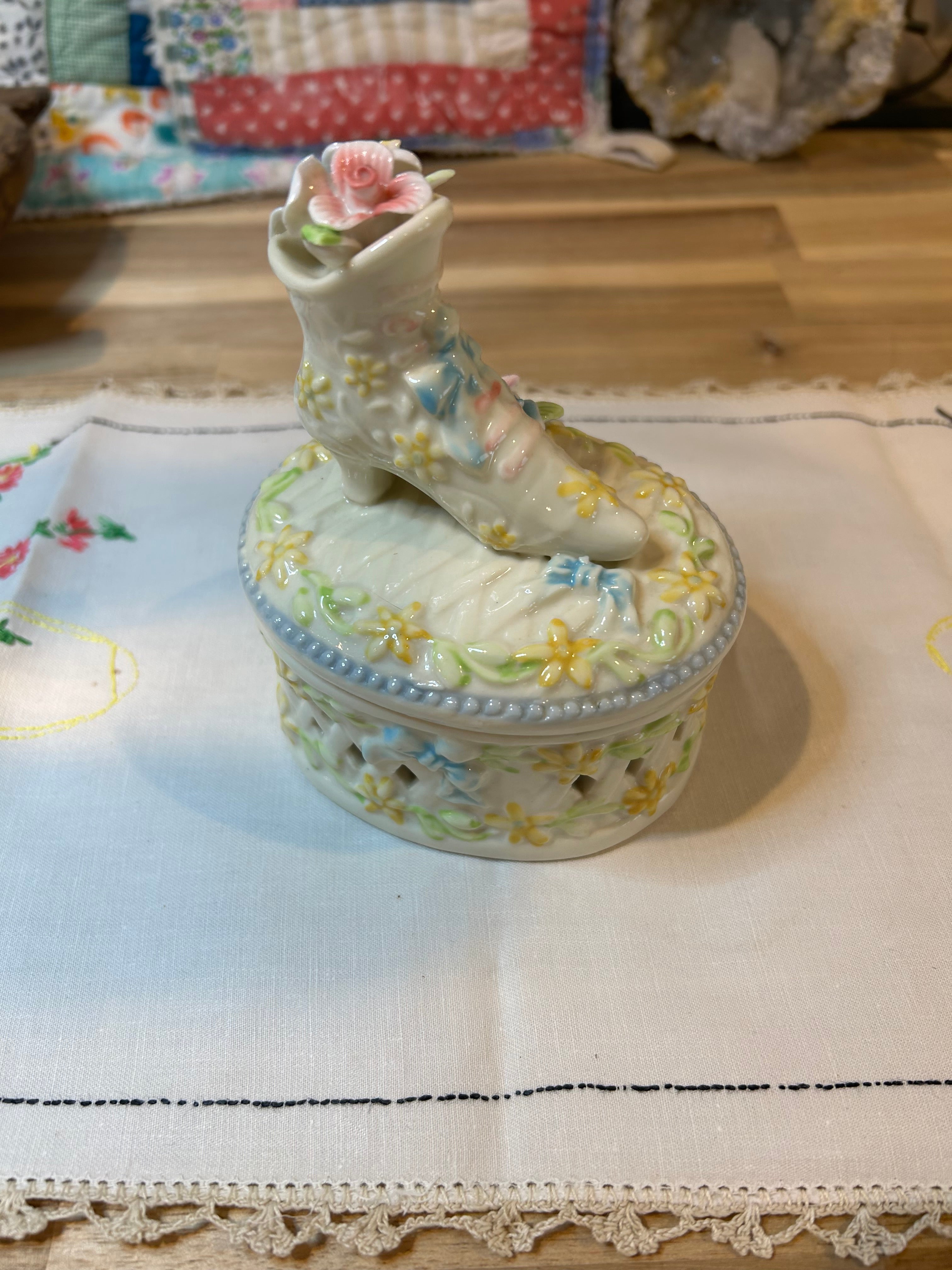 Floral Shoe Trinket Box