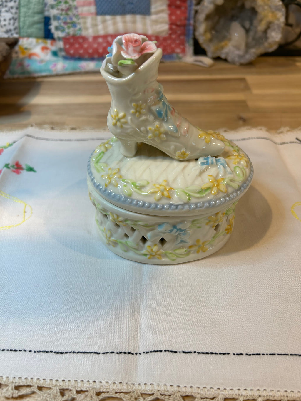 Floral Shoe Trinket Box
