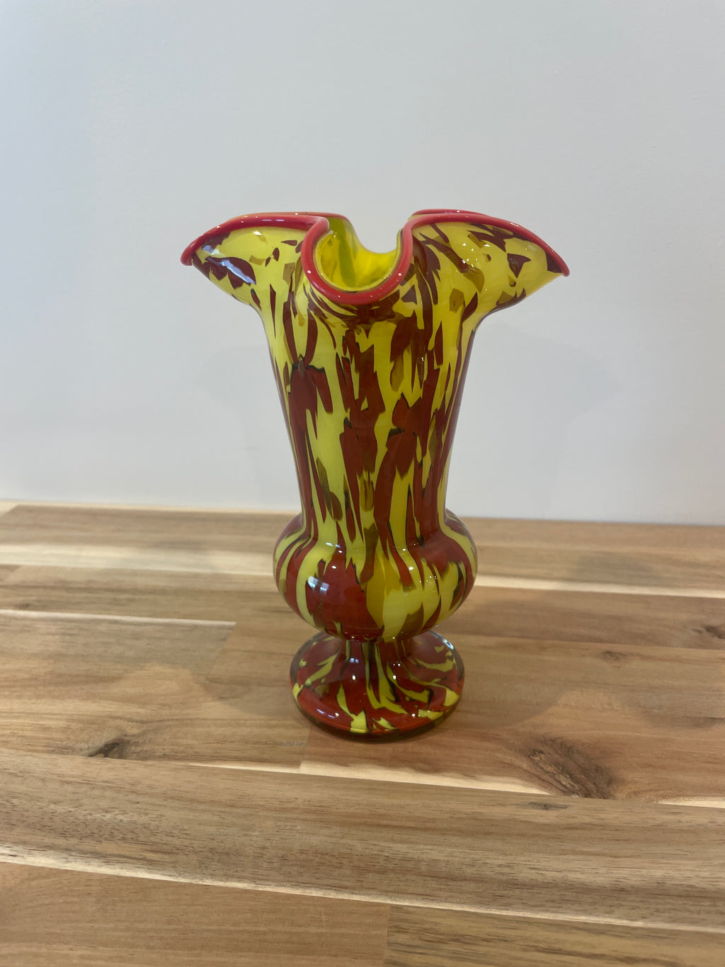 Vintage Ruffled Edge Glass Vase