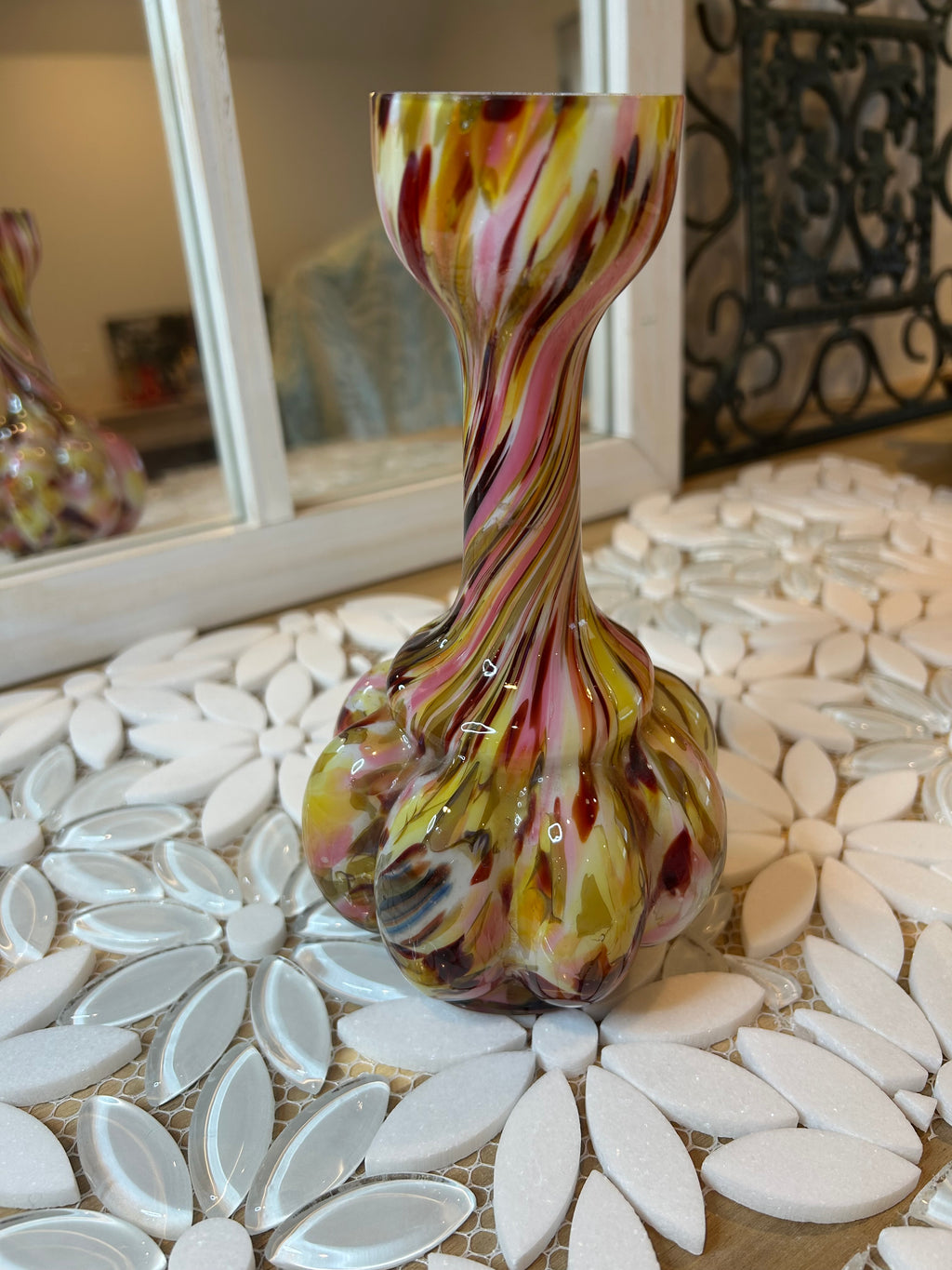 Vintage Legras End Of Day Glass Vase Swirled