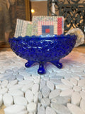 Vintage L.G. Wright Glass Daisy Button Footed Trinket Dish