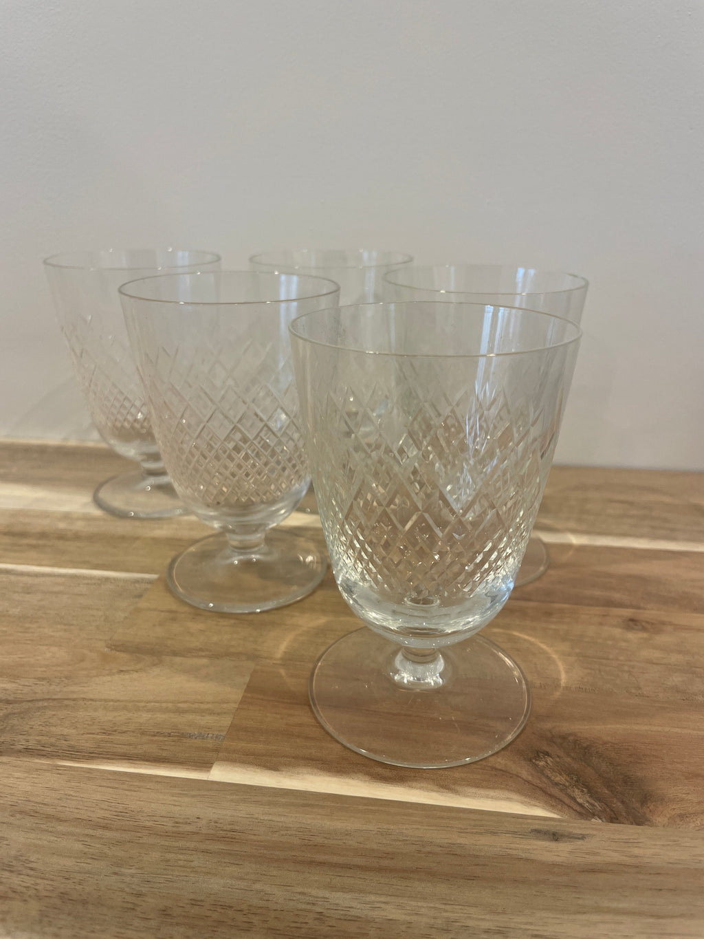 MCM Crystal Cris Cross Cut Glasses Set of 5