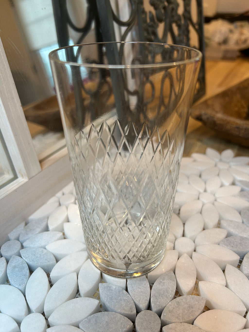 Set of 4 Vintage Crystal Glasses Criss Cross Pattern