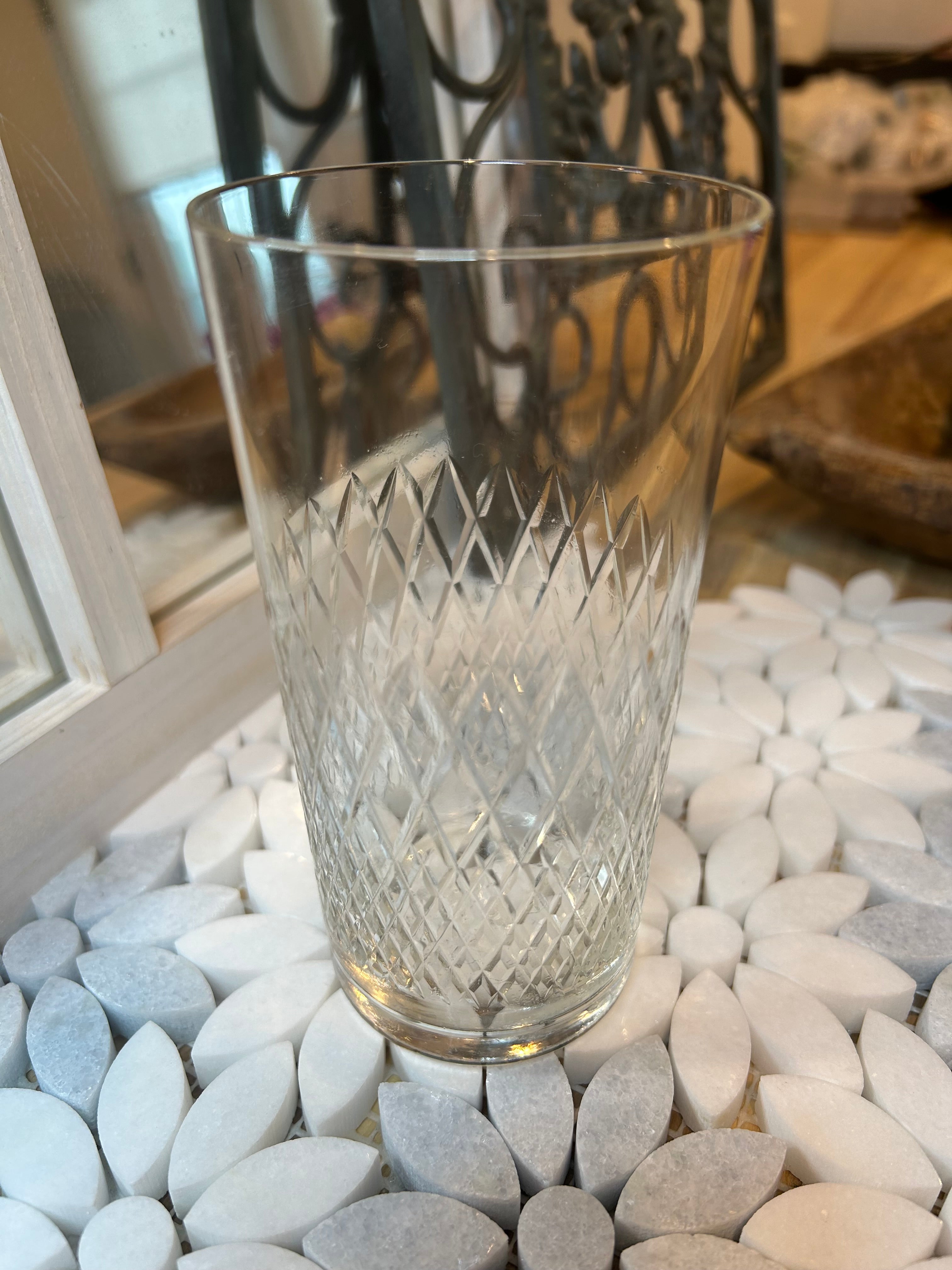 Set of 4 Vintage Crystal Glasses Criss Cross Pattern