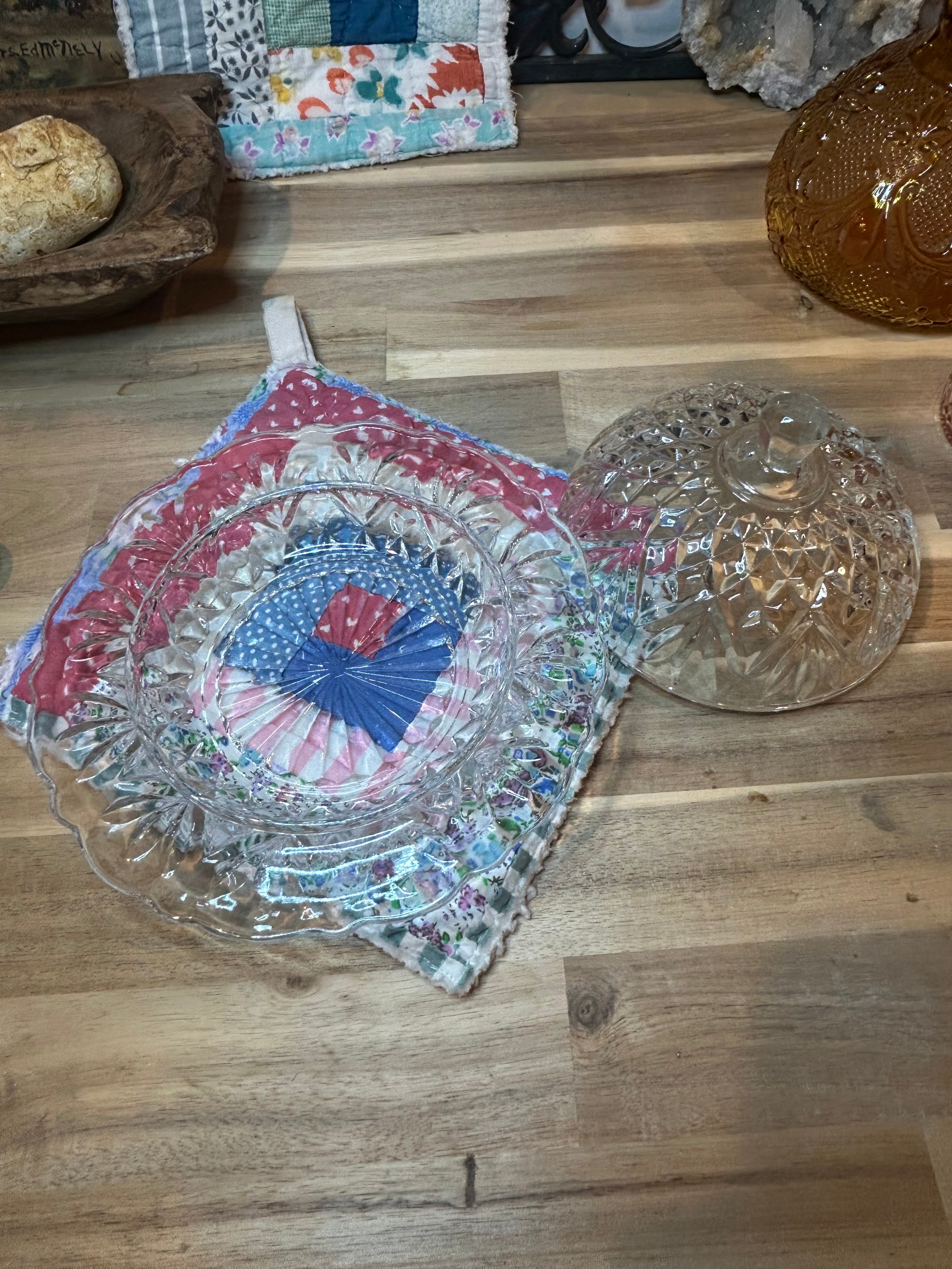 Vintage Glass Butter Dish