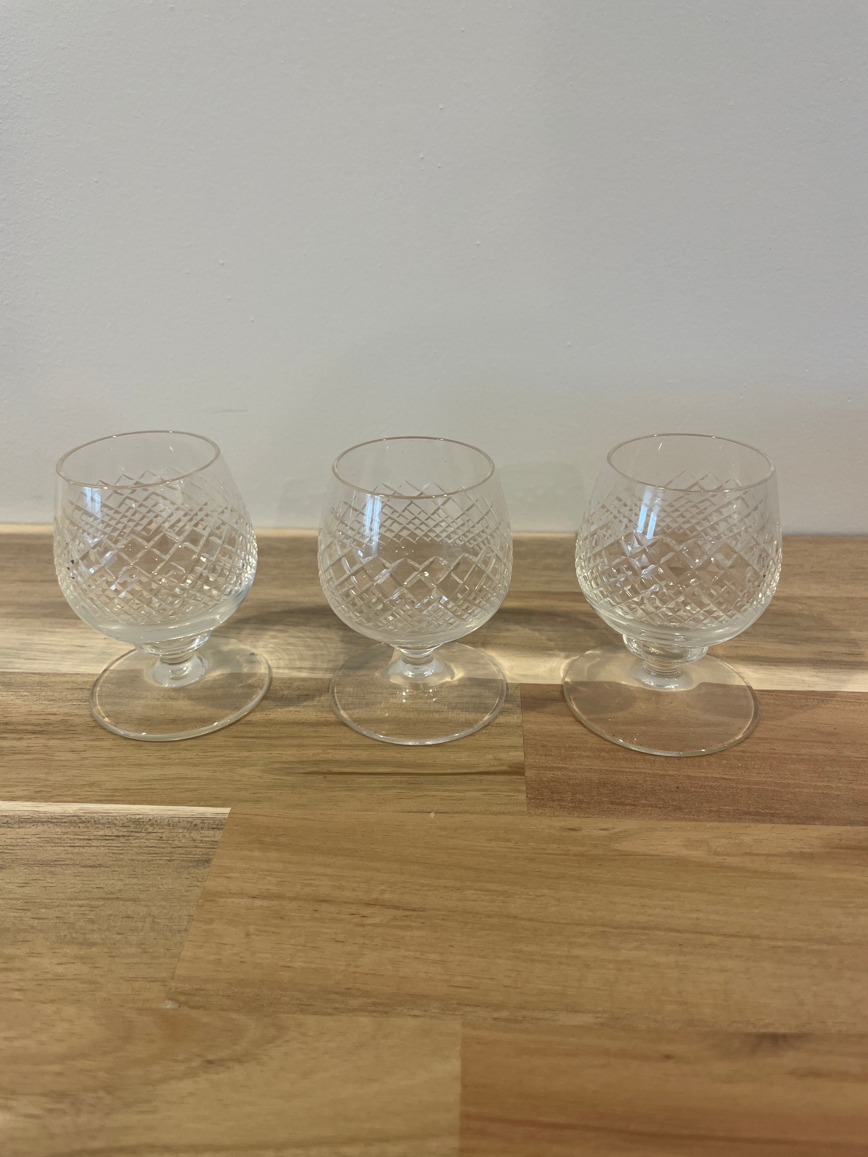Set of 3 Vintage Crystal Shot Glasses