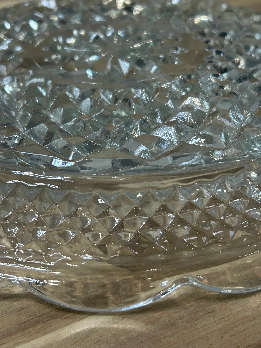 Anchor Hocking Wexford Pattern Clear Glass Divided Serving Dish