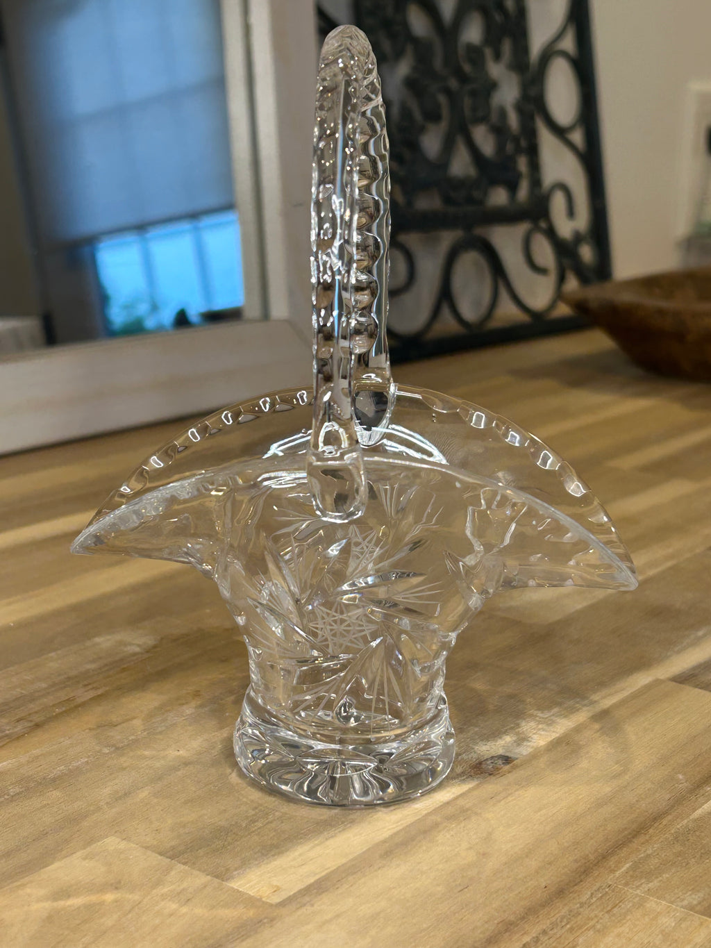 Bohemian (Czech) Cut Crystal Basket - Mid-Century