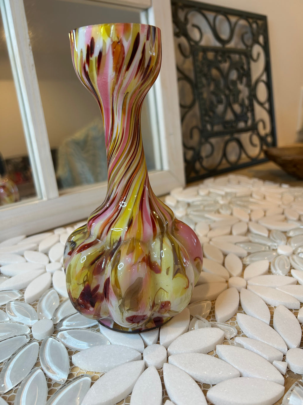 Vintage Legras End Of Day Glass Vase Swirled