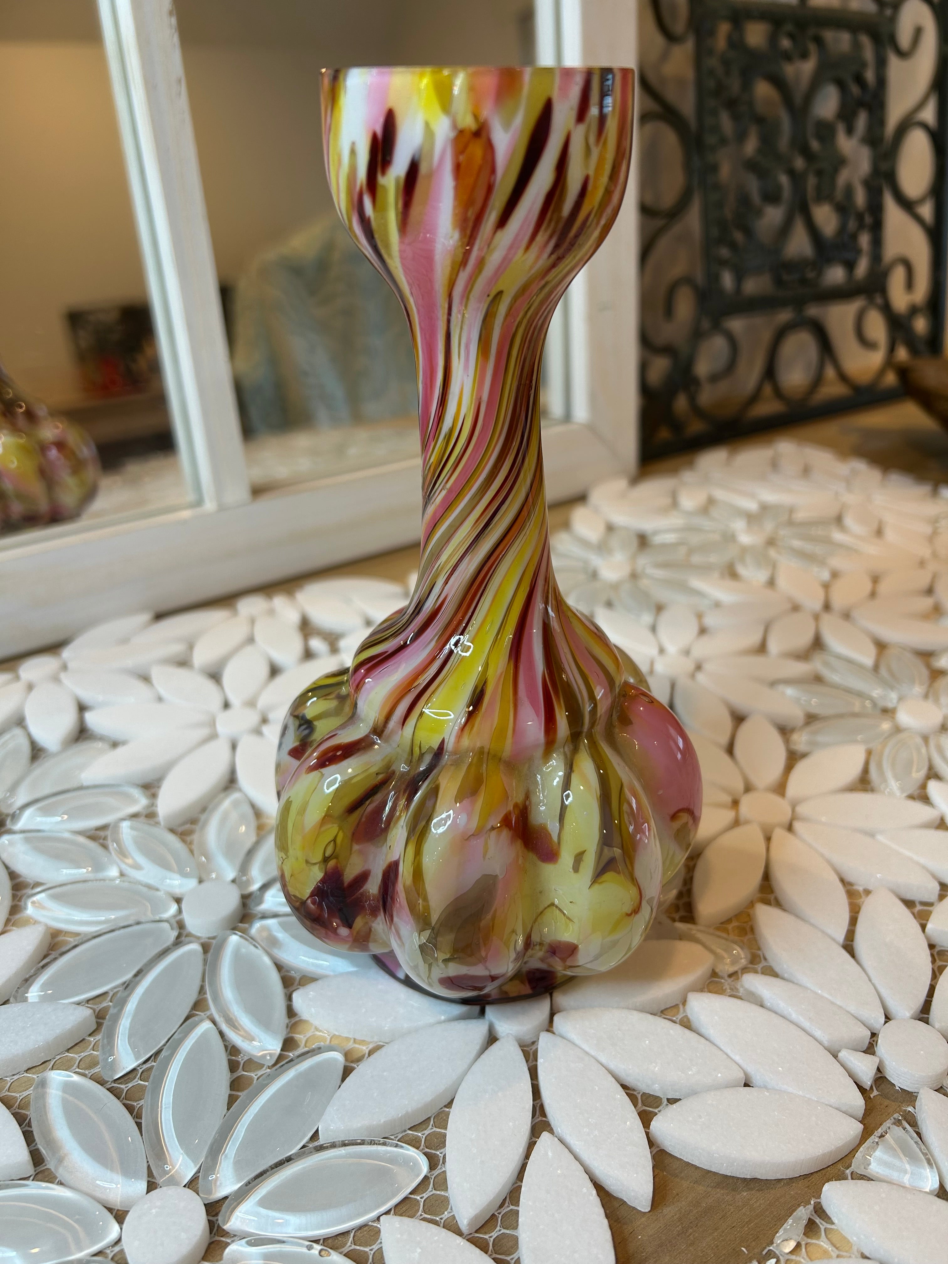 Vintage Legras End Of Day Glass Vase Swirled