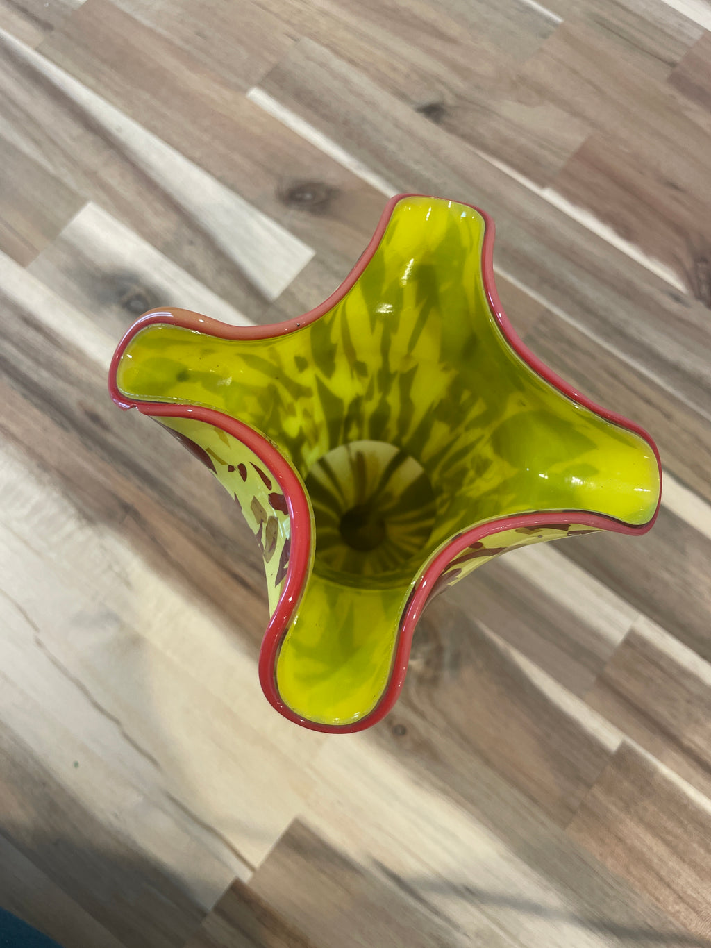 Vintage Ruffled Edge Glass Vase