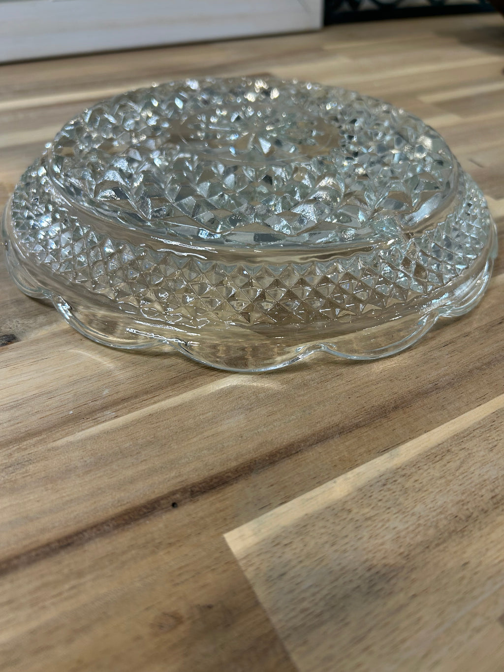 Anchor Hocking Wexford Pattern Clear Glass Divided Serving Dish