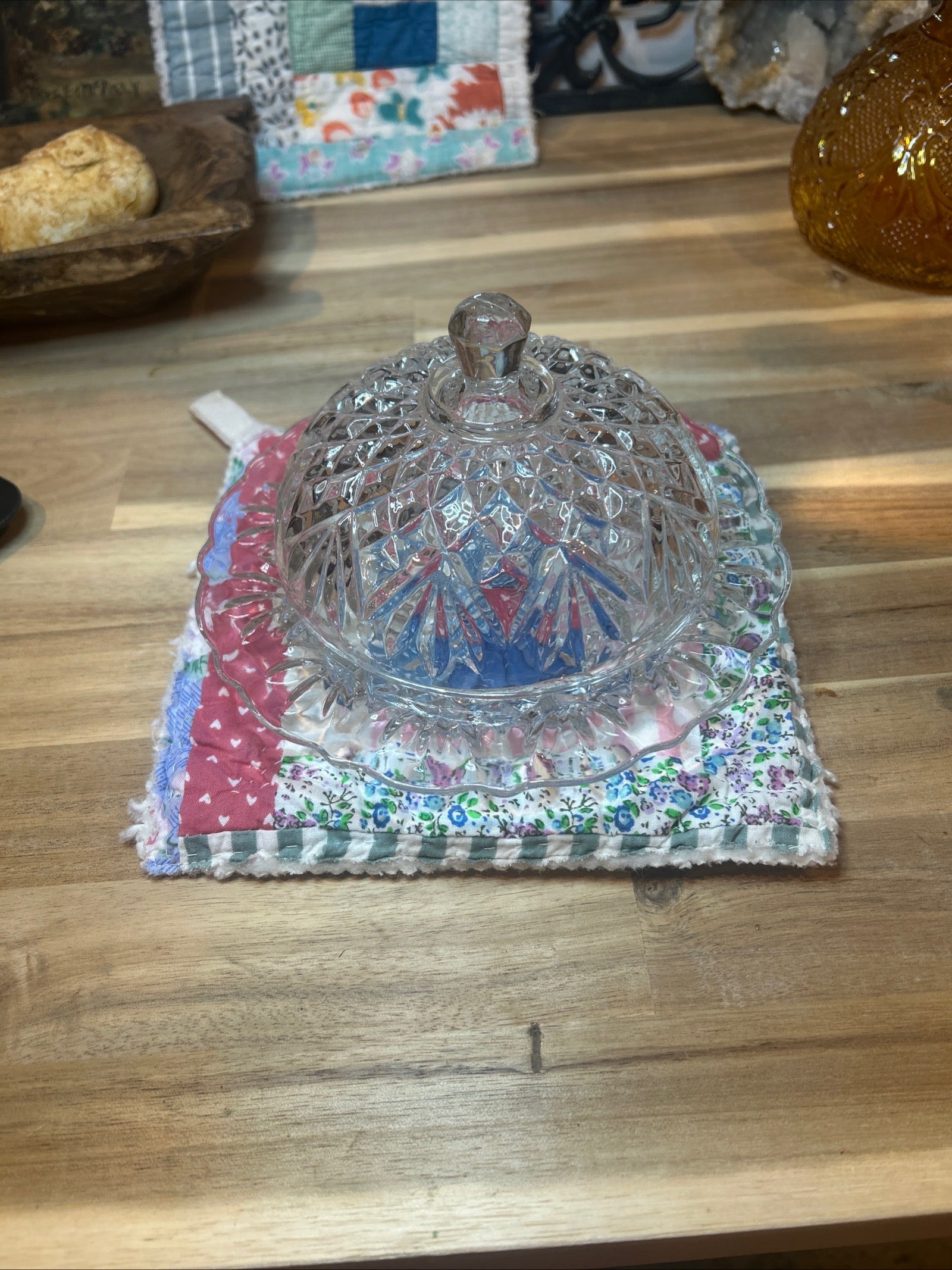 Vintage Glass Butter Dish