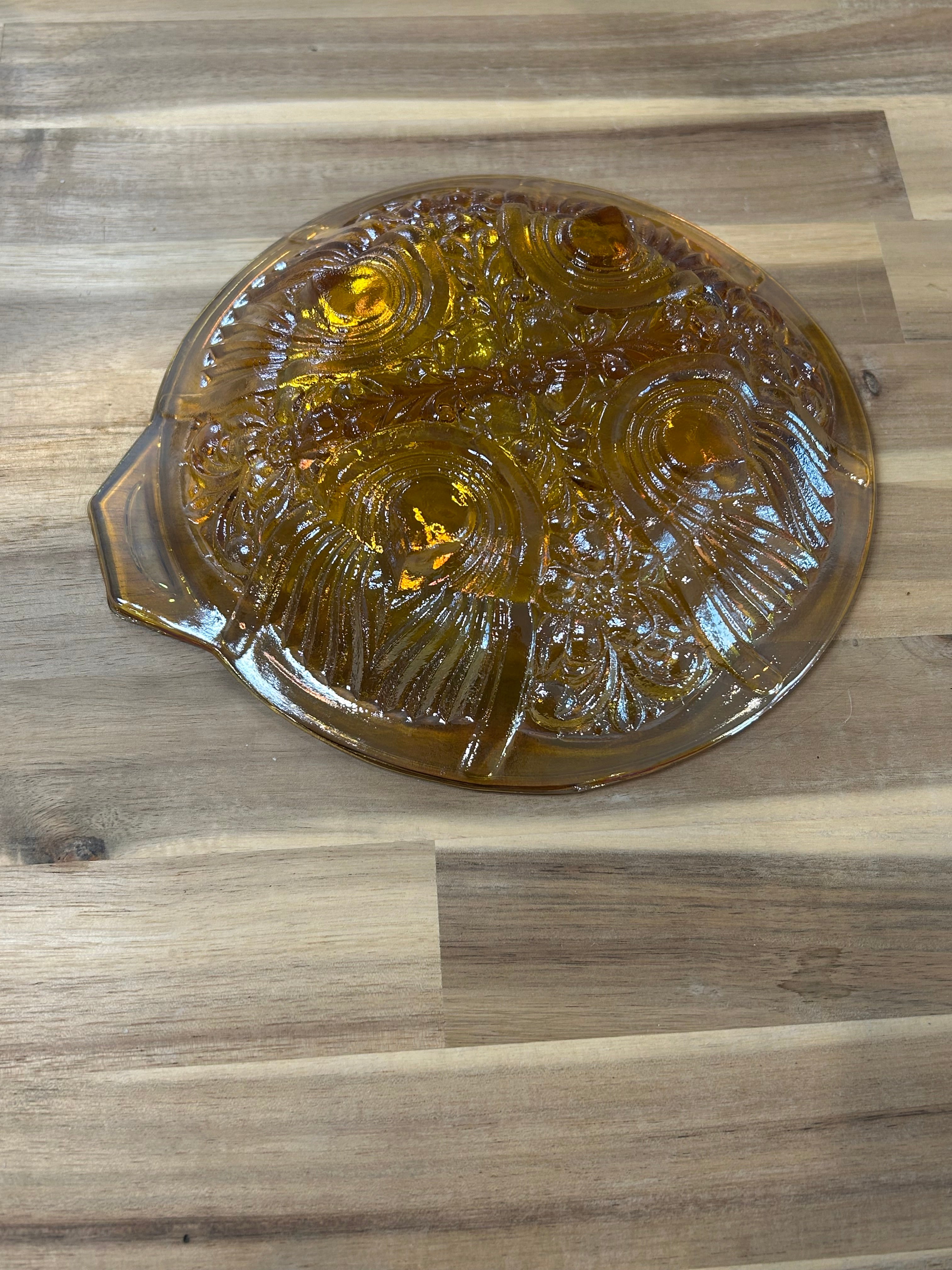 Vintage Indiana Glass Marigold Carnival Glass Divided Serving Dish