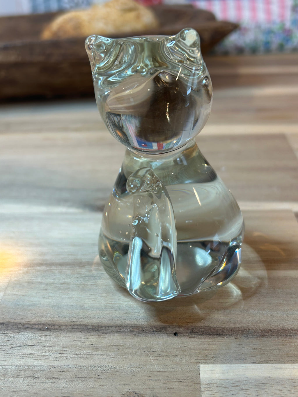 Glass Cat, Hand Blown Vintage Heavy